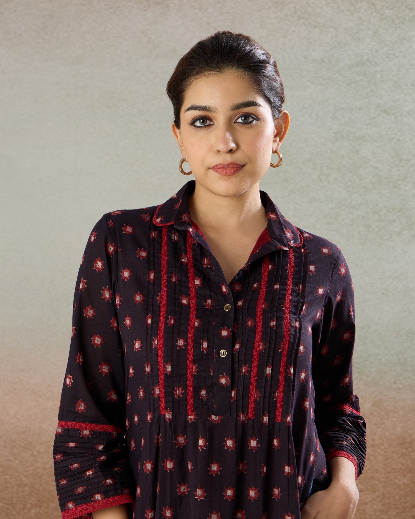 Burgundy Shirt Dress - The Spice of Kutch Collection