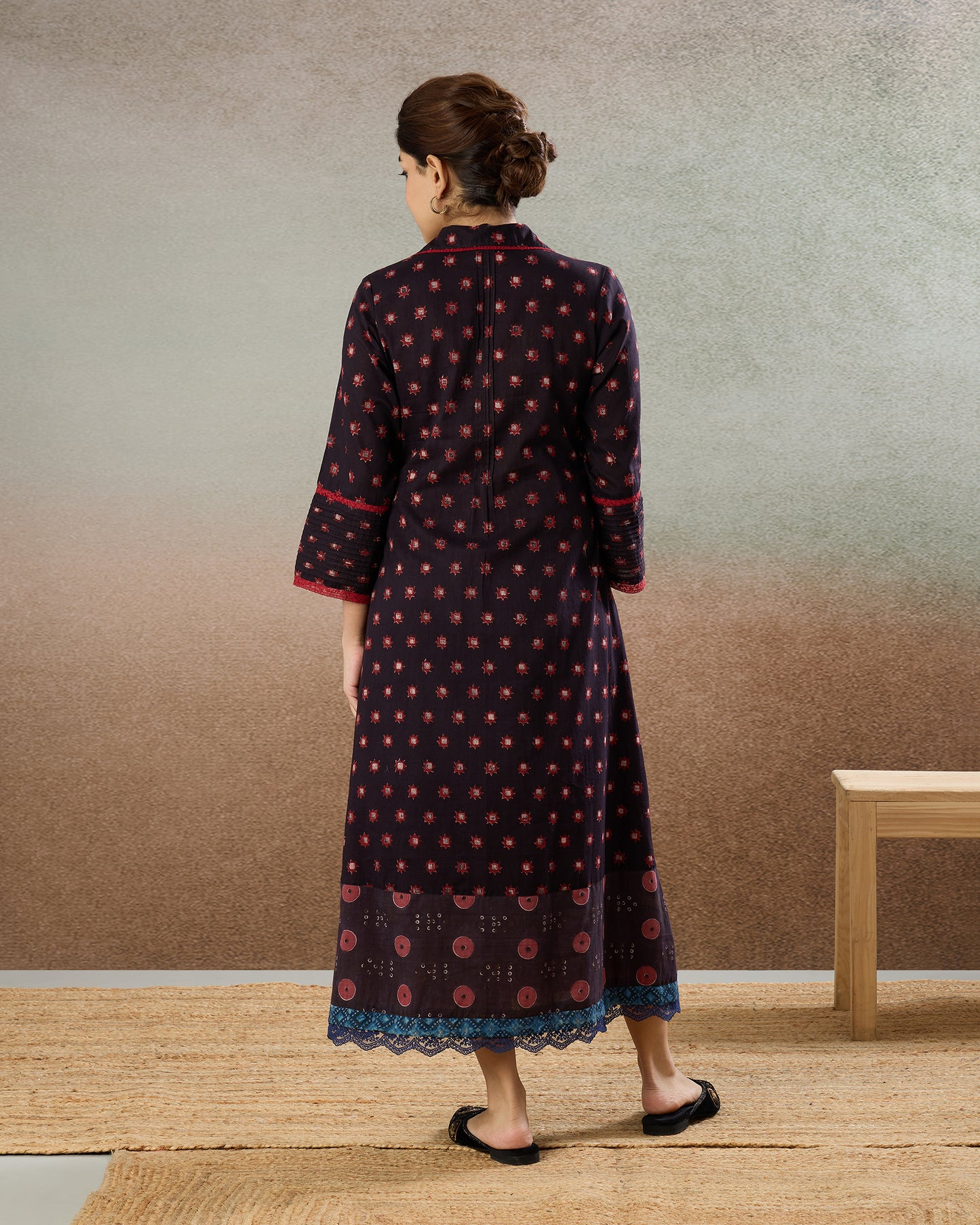 Burgundy Shirt Dress - The Spice of Kutch Collection