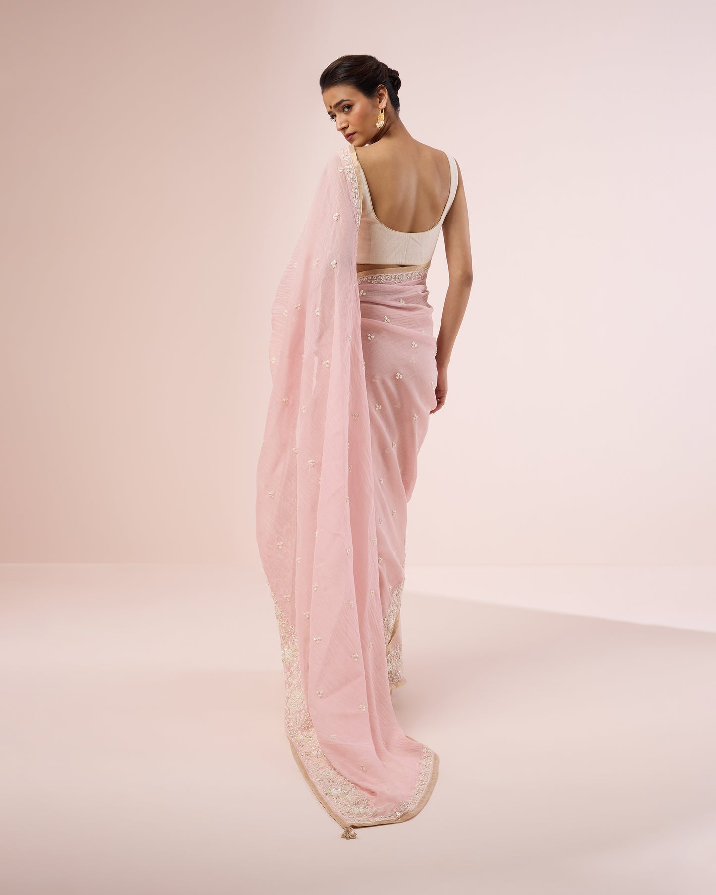 Shiuli Chanderi Silk Saree – Soft Pink