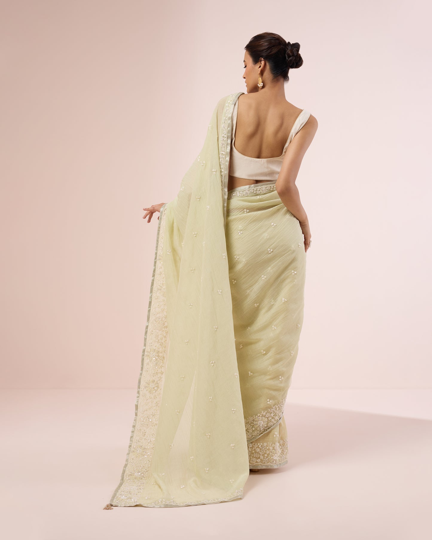 Shiuli Chanderi Silk Saree – Soft Mint