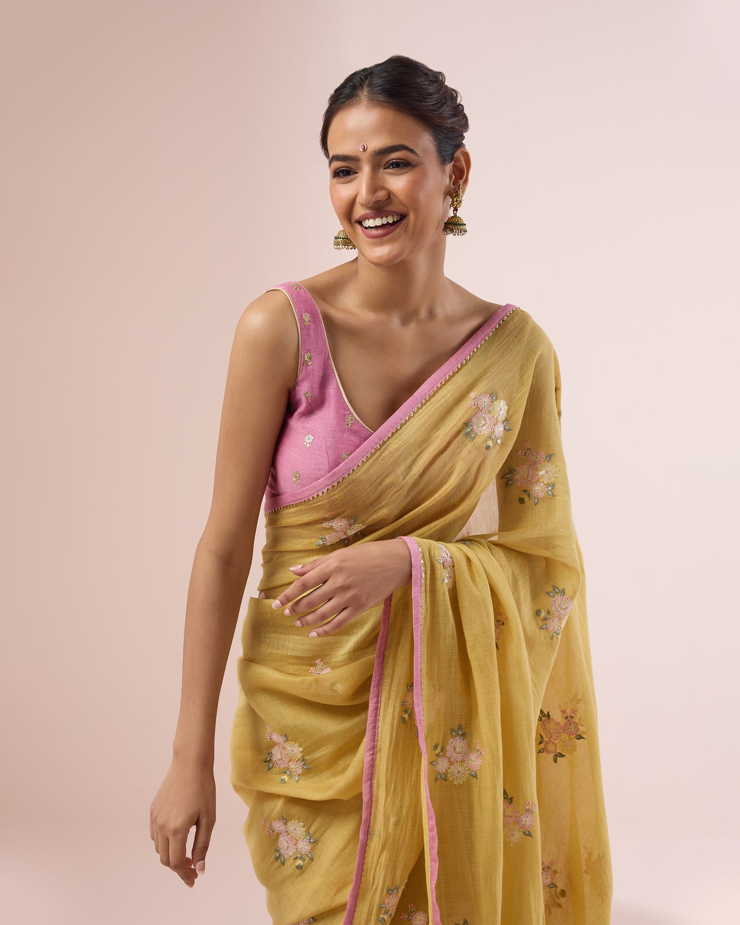 Peony Chanderi Silk Saree – Sunlit Yellow