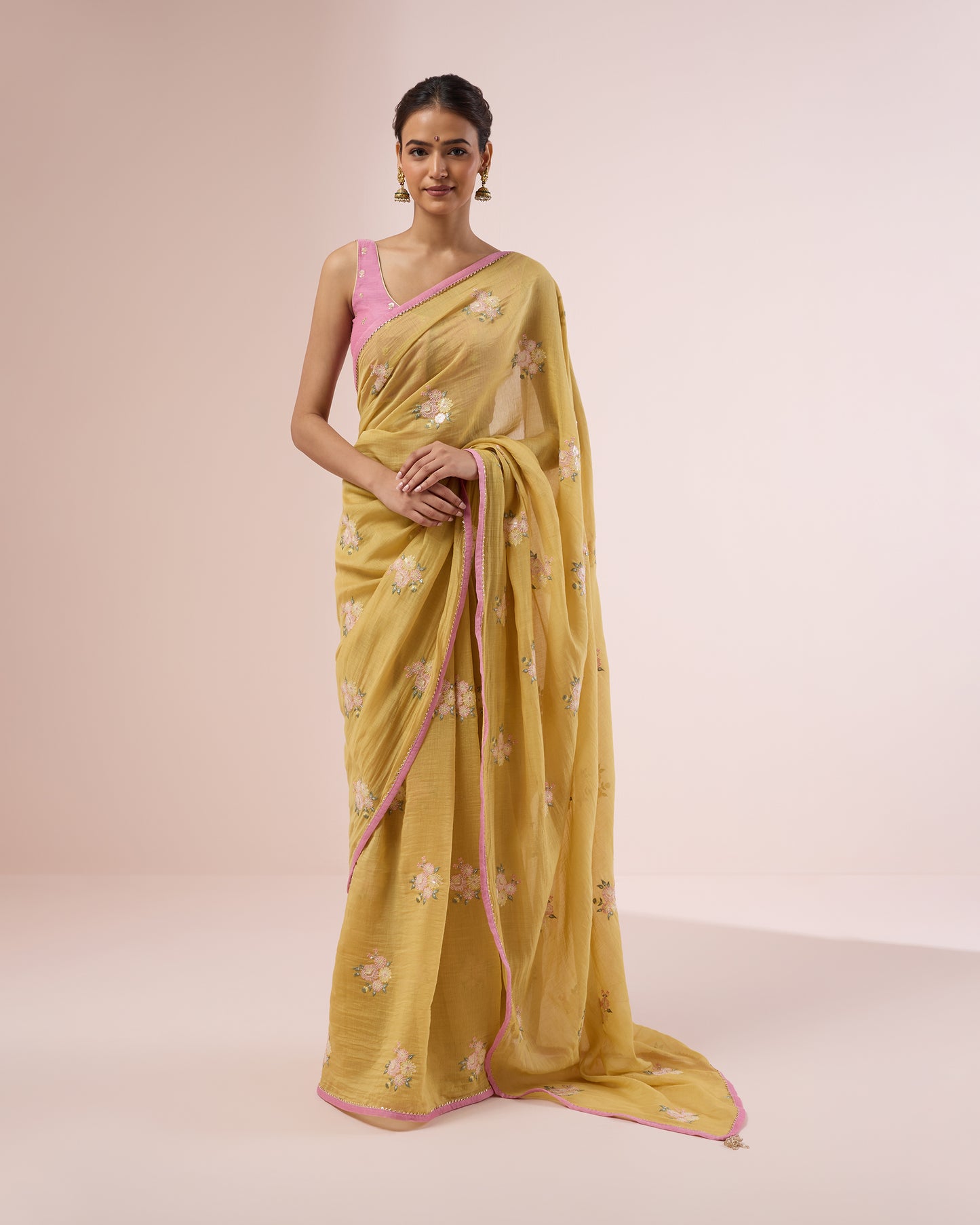 Peony Chanderi Silk Saree – Sunlit Yellow