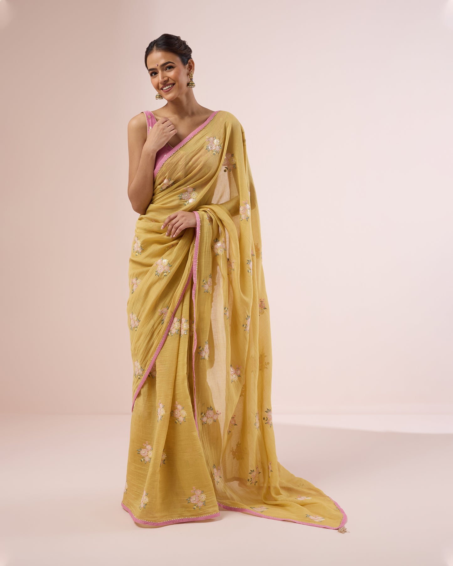 Peony Chanderi Silk Saree – Sunlit Yellow