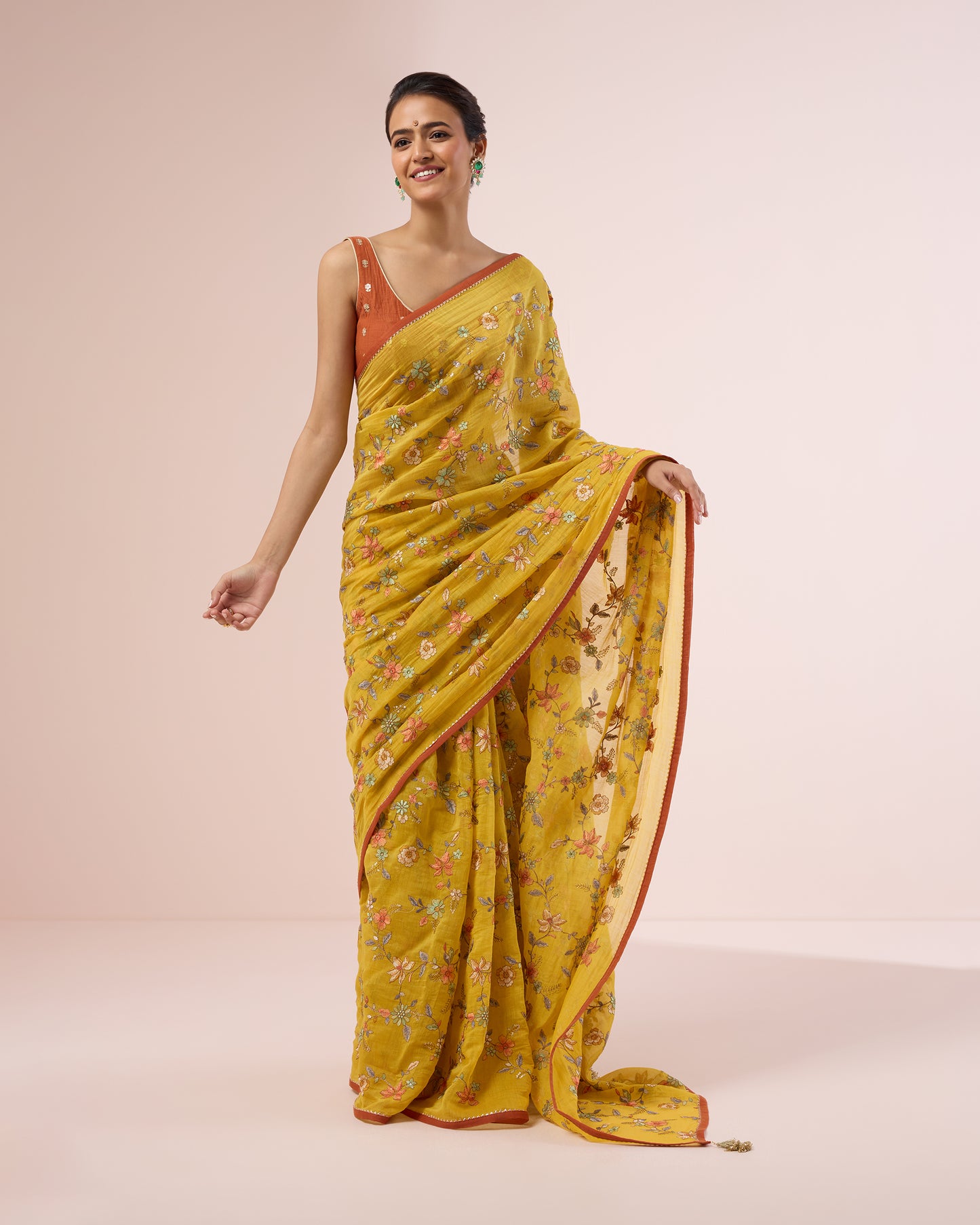 Petunia Chanderi Silk Saree – Yellow
