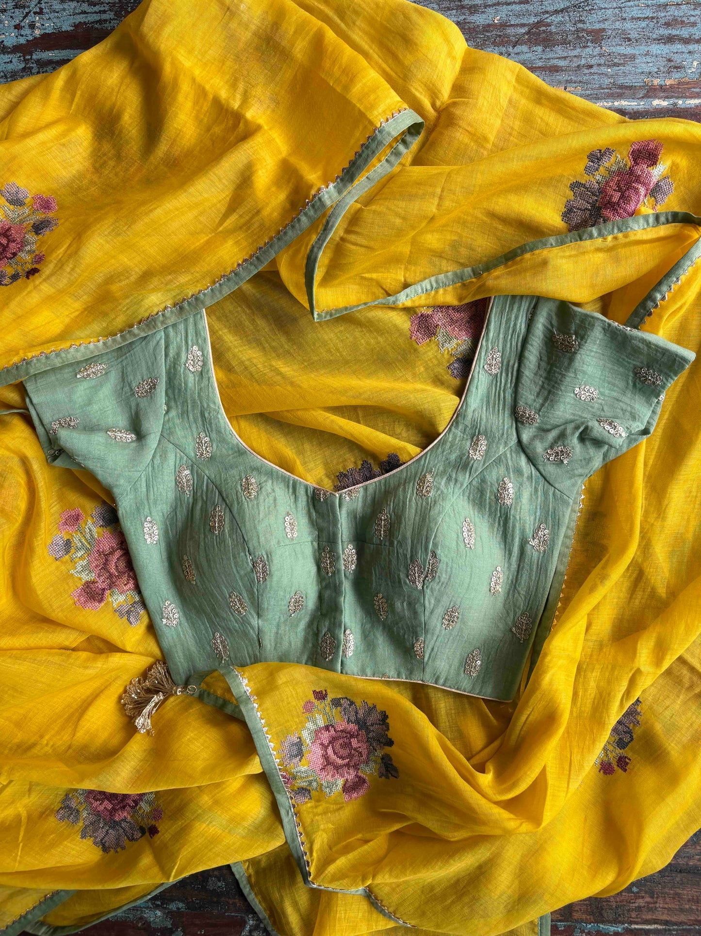 GULABO CHANDERI SILK SAREE- YELLOW
