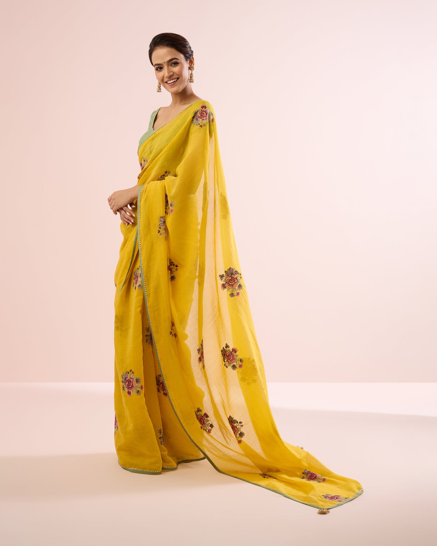 GULABO CHANDERI SILK SAREE- YELLOW