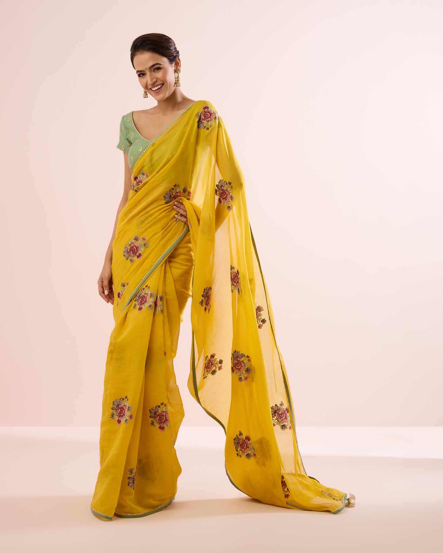 GULABO CHANDERI SILK SAREE- YELLOW