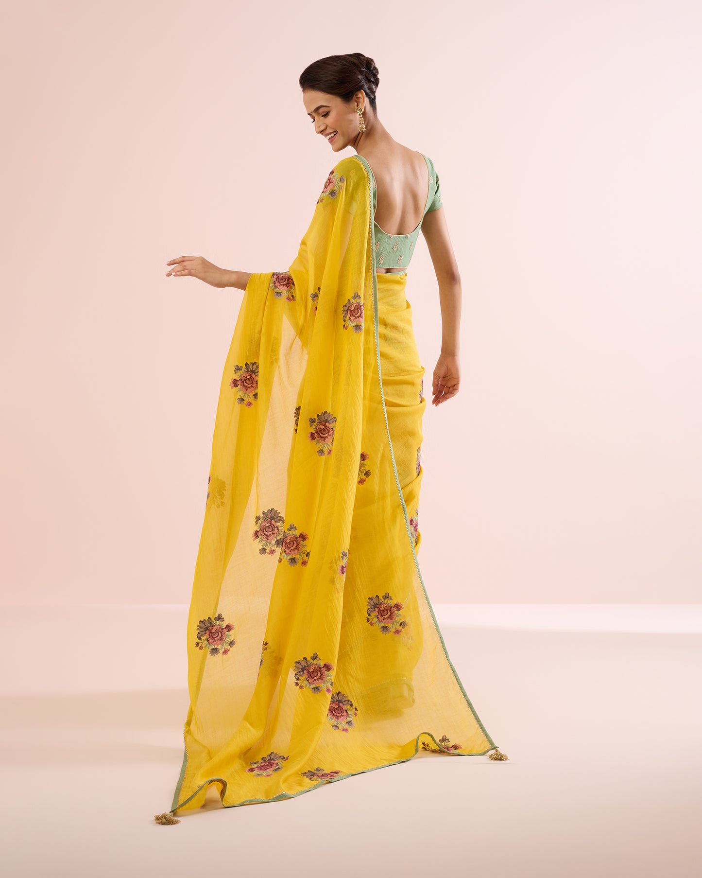 GULABO CHANDERI SILK SAREE- YELLOW