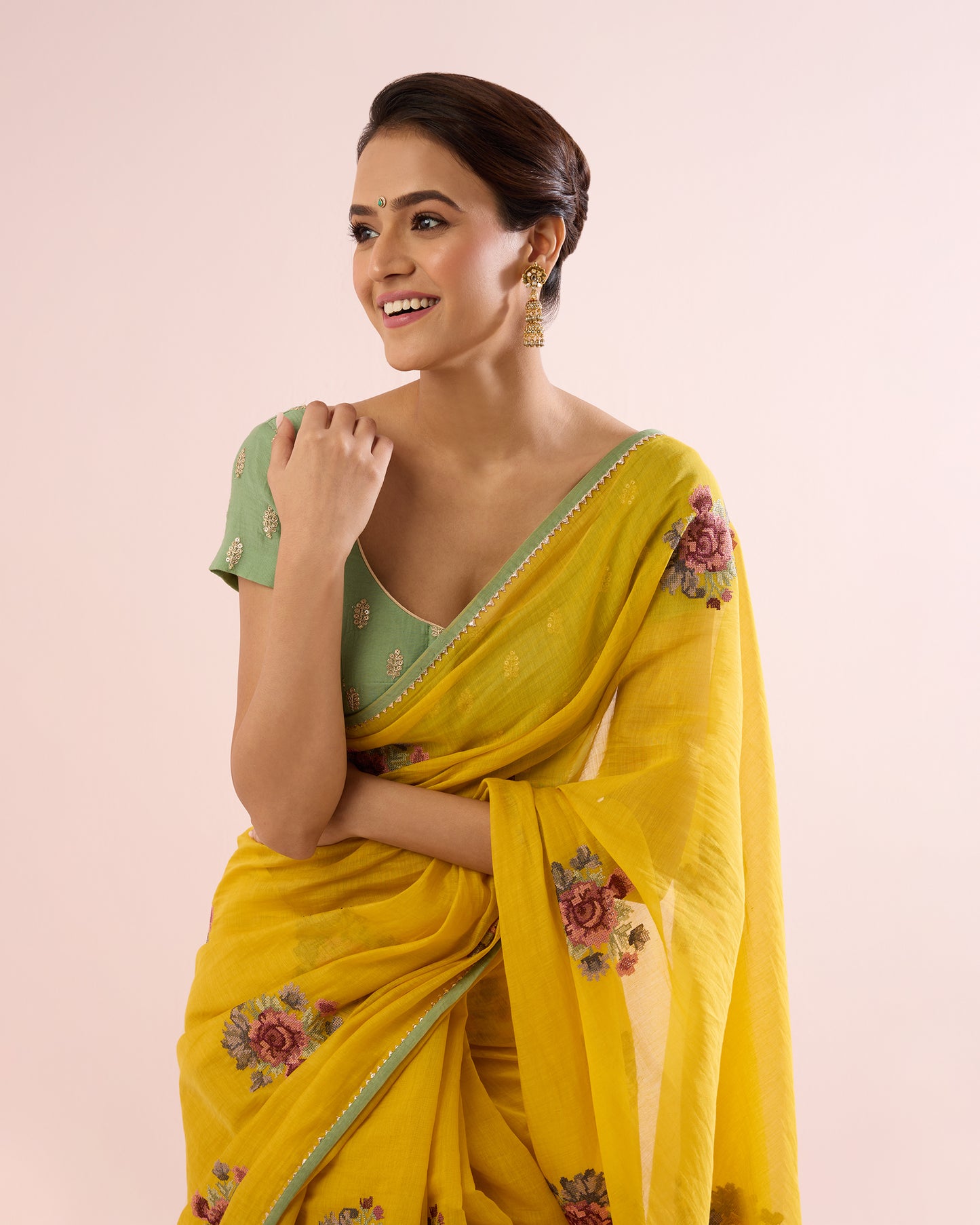 GULABO CHANDERI SILK SAREE- YELLOW