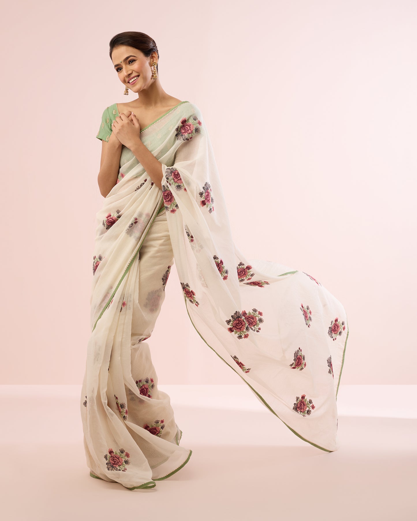 GULABO CHANDERI SILK SAREE- CREAM