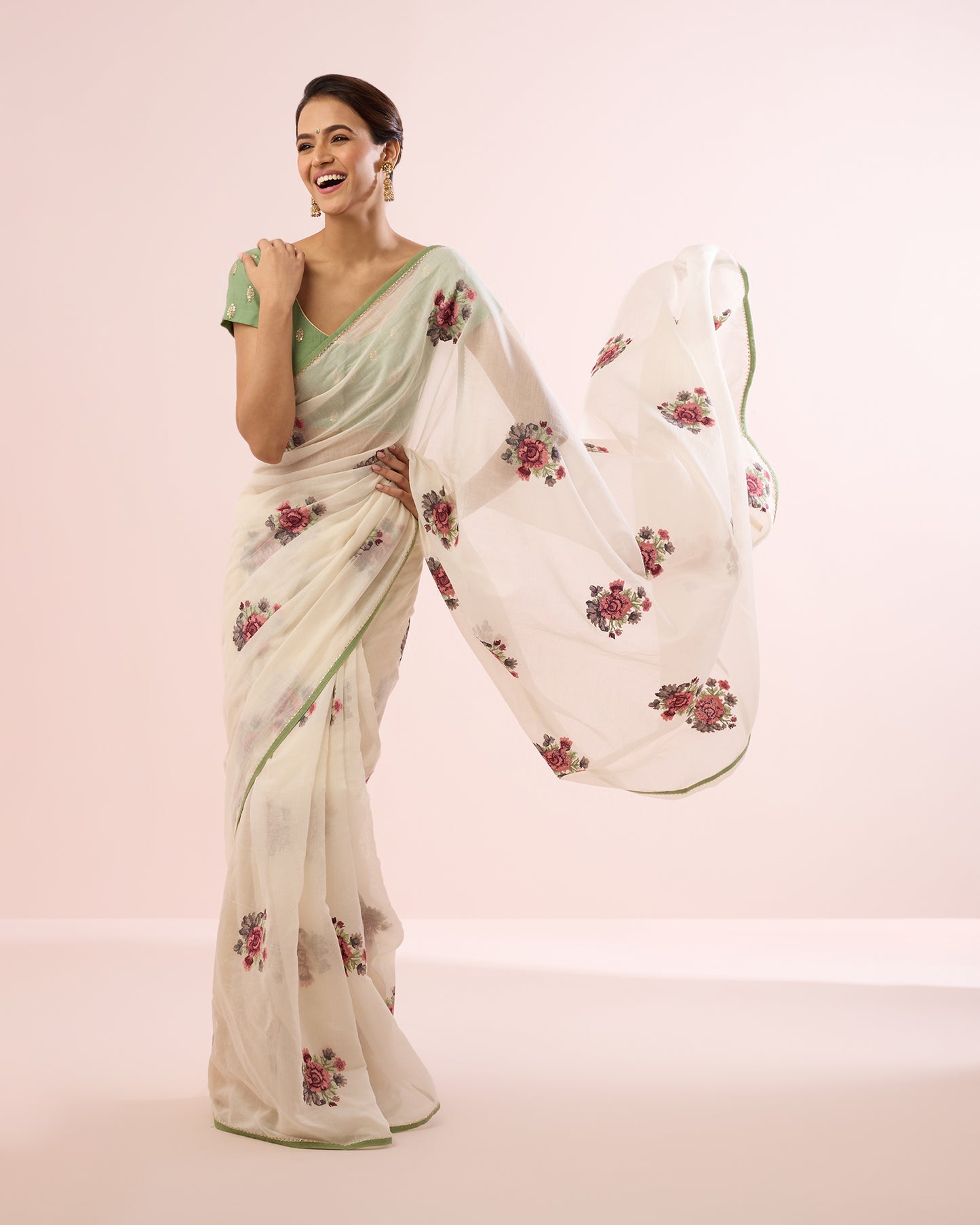 GULABO CHANDERI SILK SAREE- CREAM