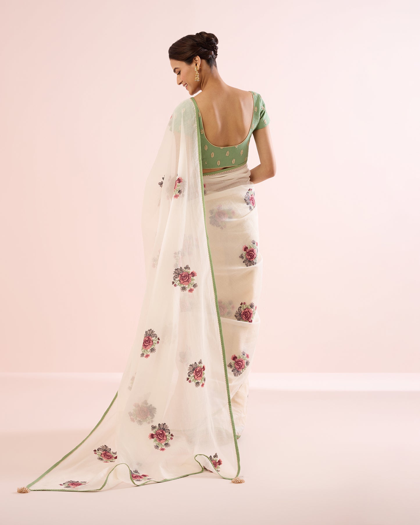 GULABO CHANDERI SILK SAREE- CREAM