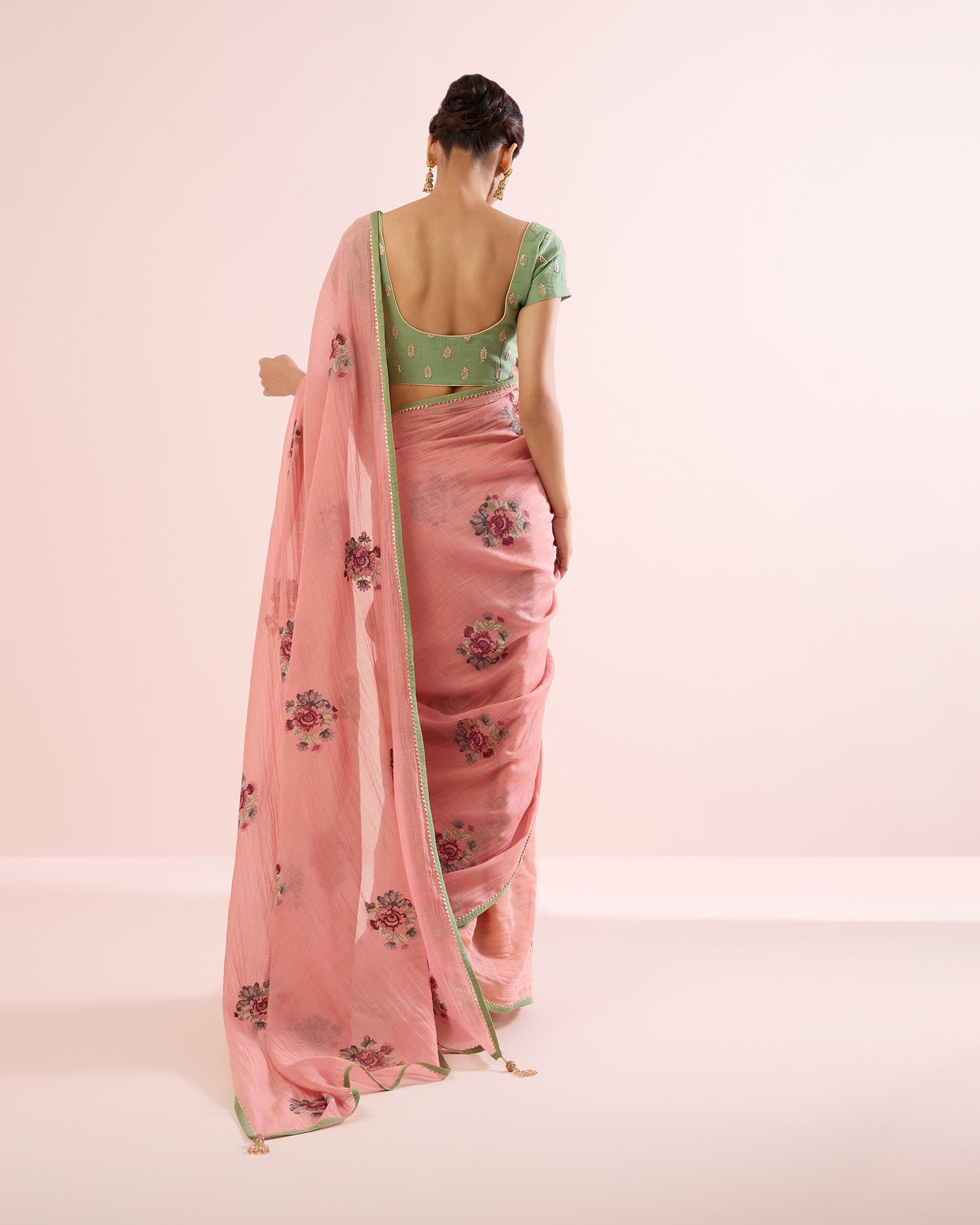 GULABO CHANDERI SILK SAREE- SALMON PINK