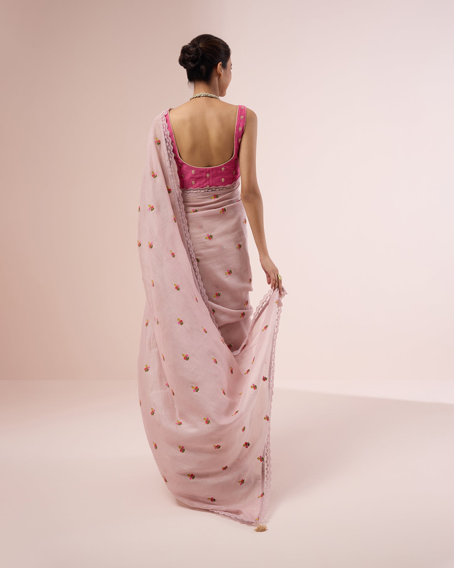 Primrose Chanderi Silk Saree – Onion Skin