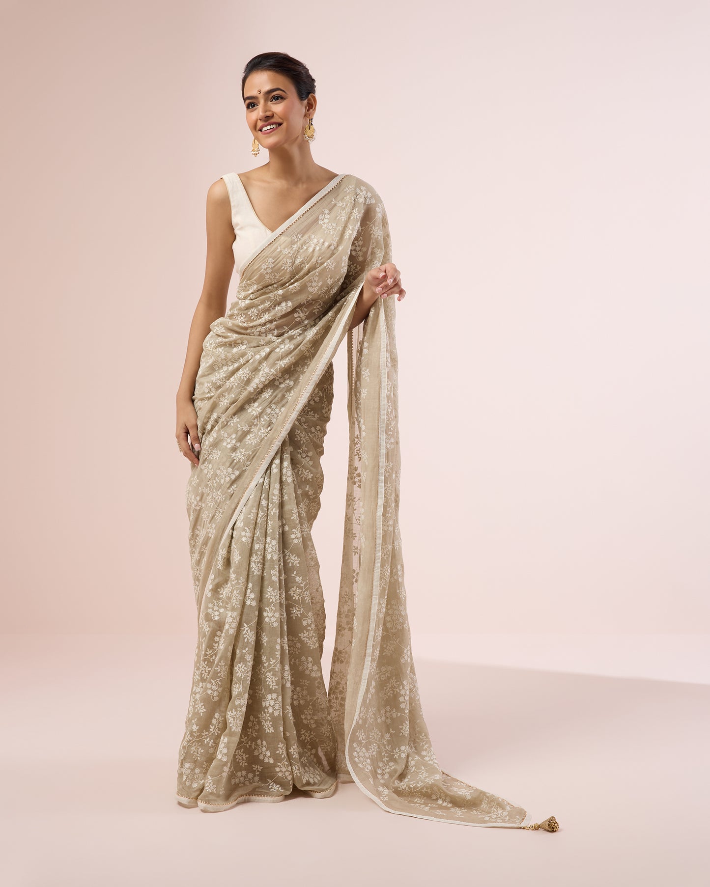 Leafy Vine Chanderi Silk Saree