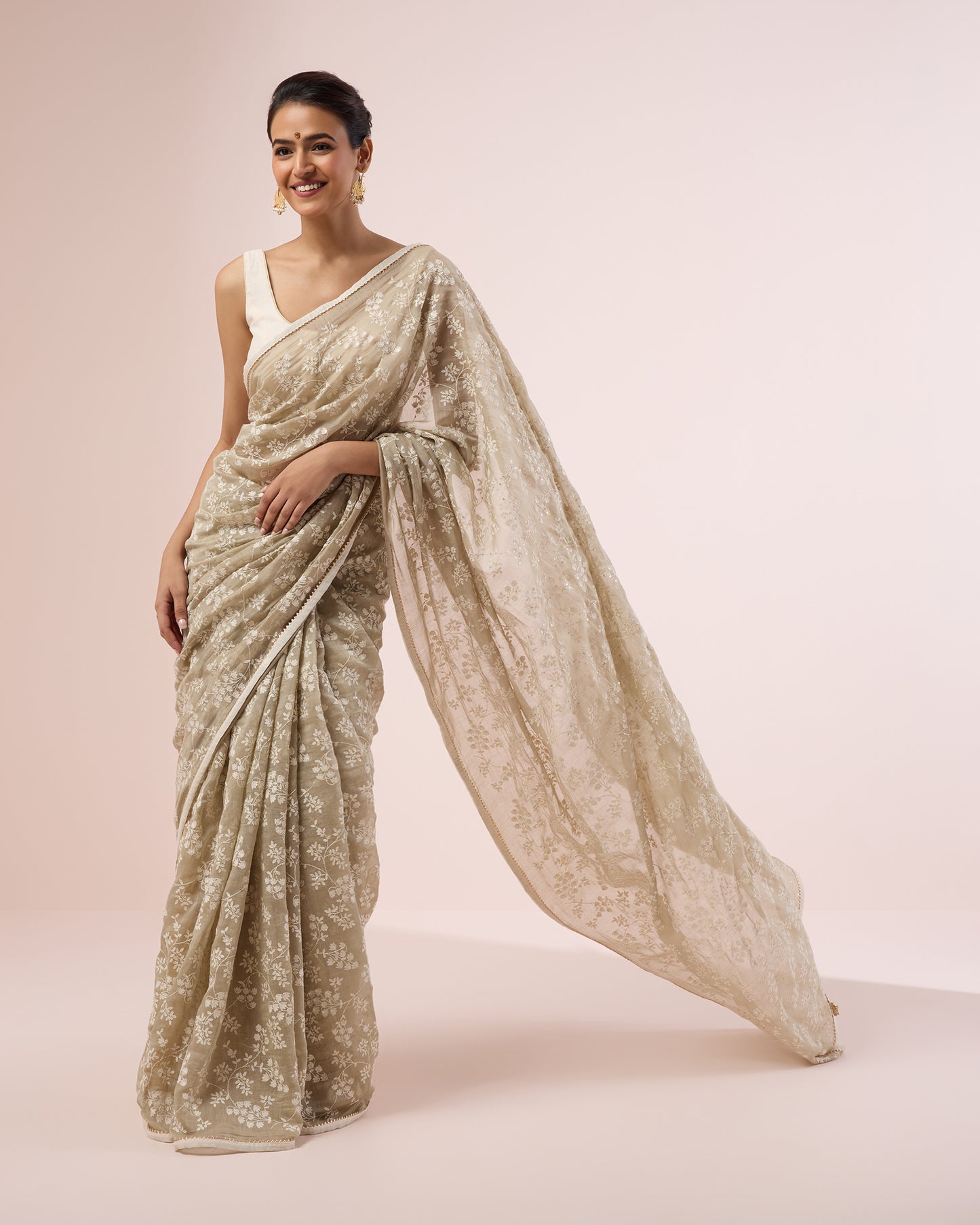 Leafy Vine Chanderi Silk Saree