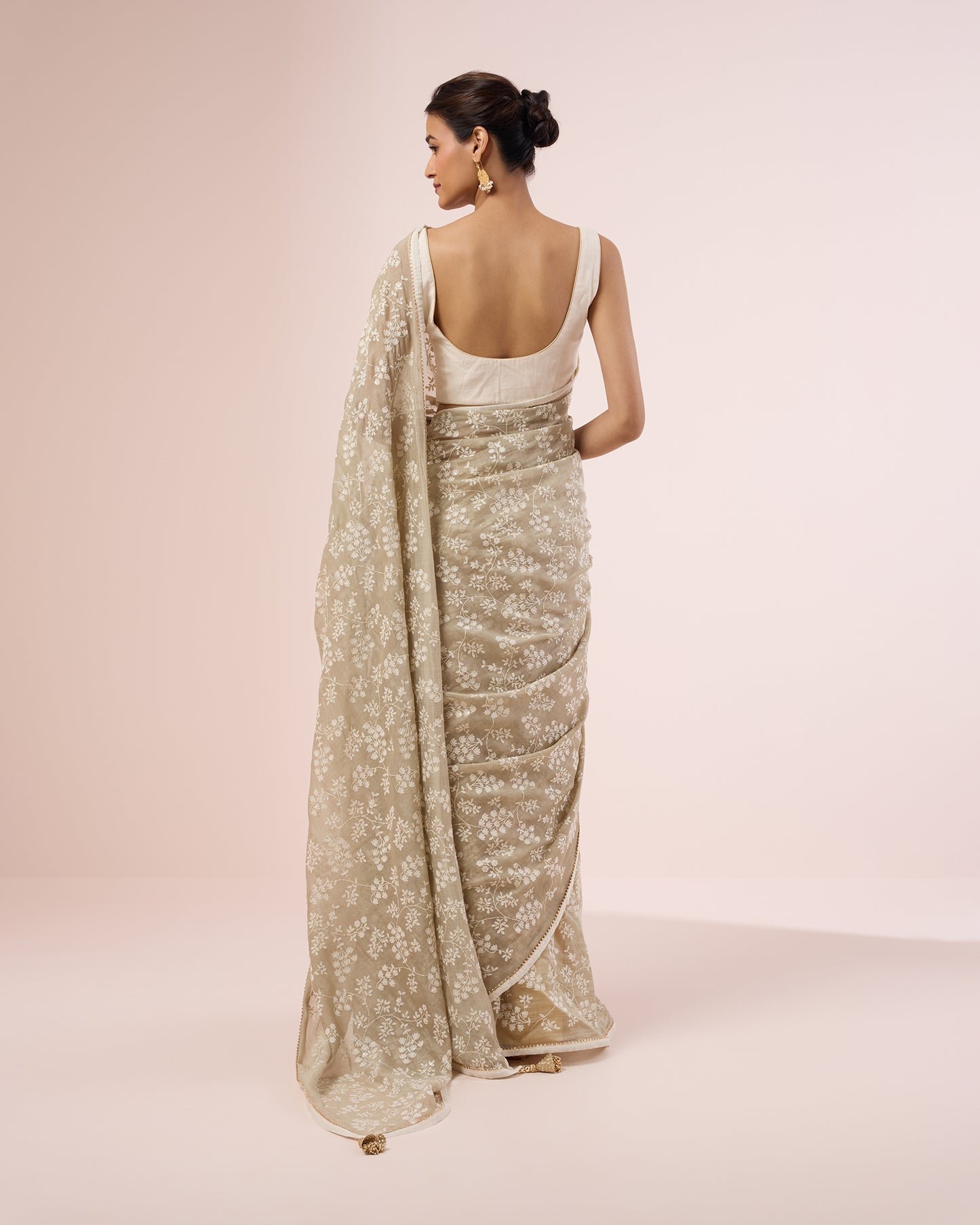 Leafy Vine Chanderi Silk Saree