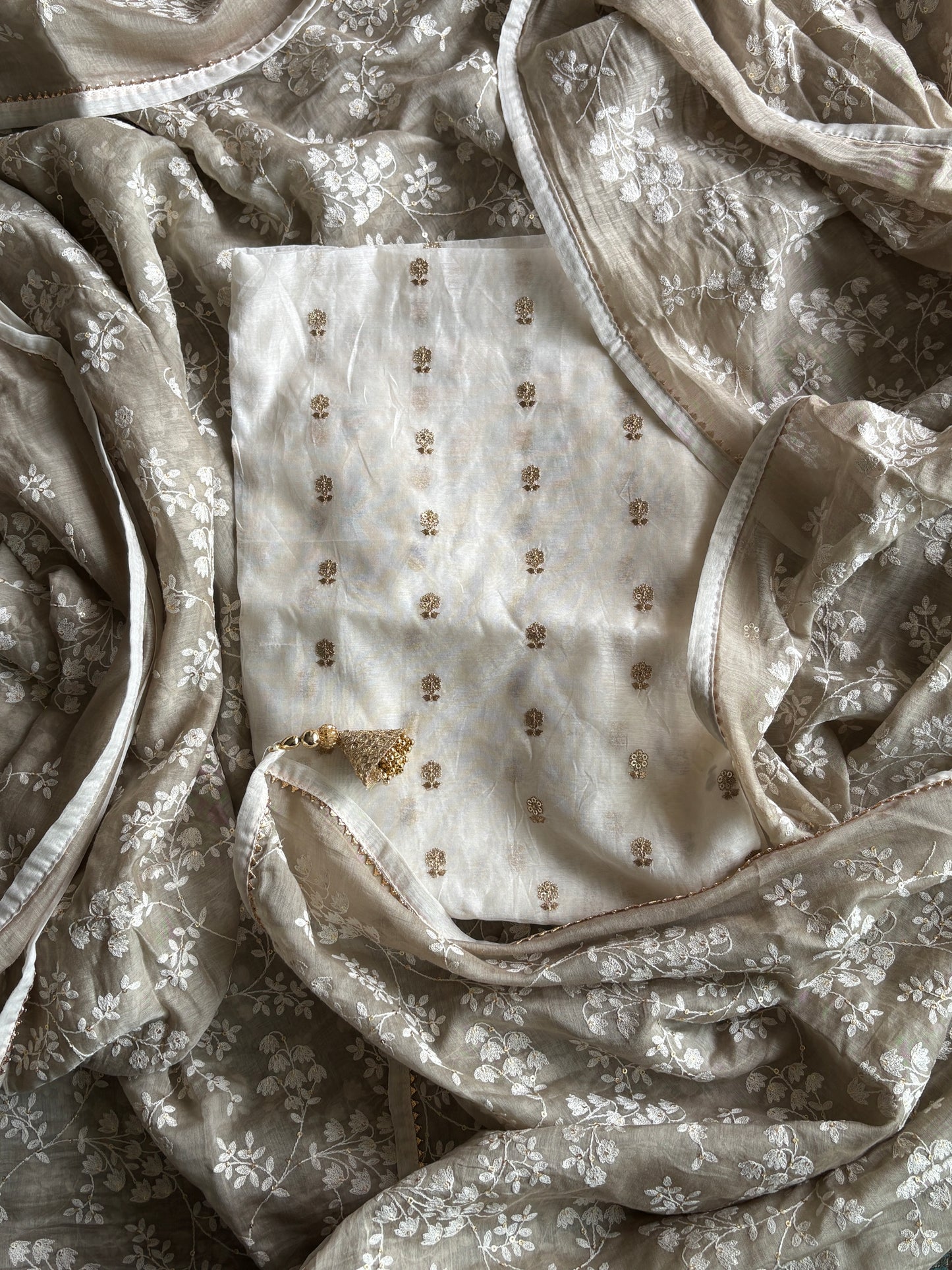 Leafy Vine Chanderi Silk Saree