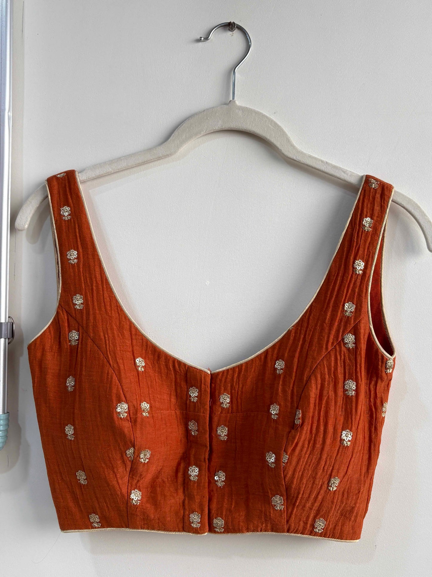 Rust Sleeveless Blouse with Pads