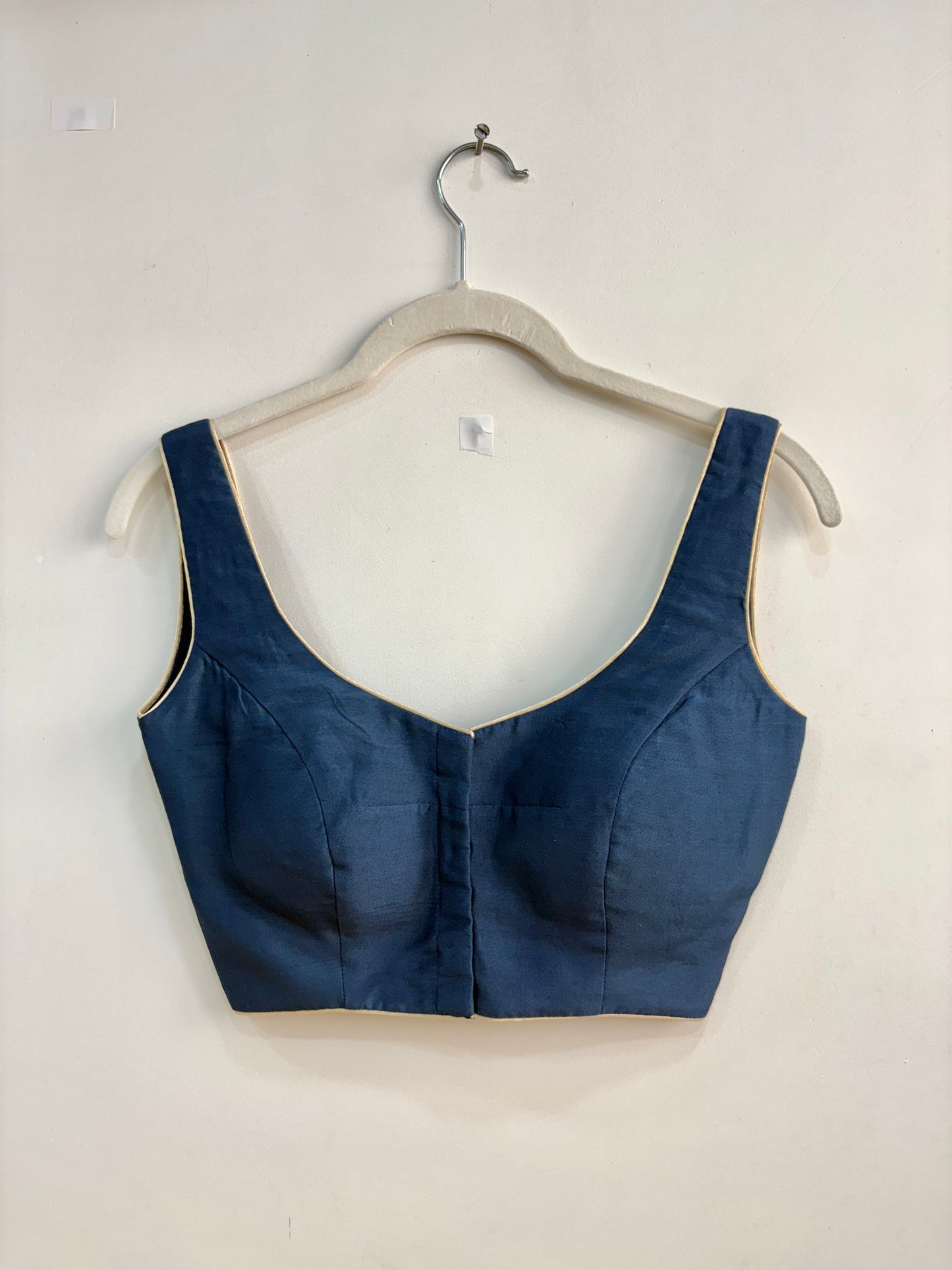 PETROL BLUE SLEEVELESS BLOUSE WITH PADS
