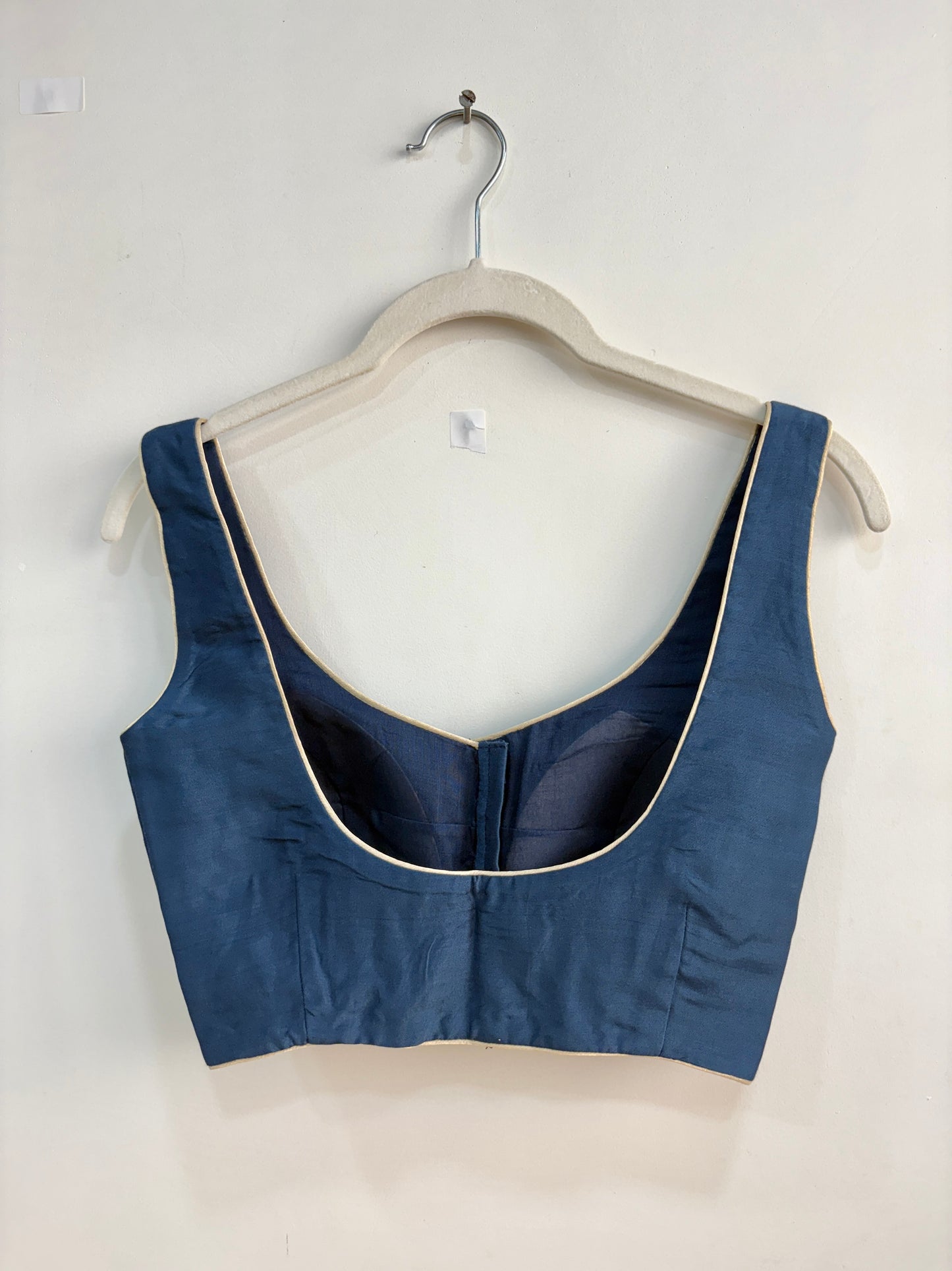 PETROL BLUE SLEEVELESS BLOUSE WITH PADS