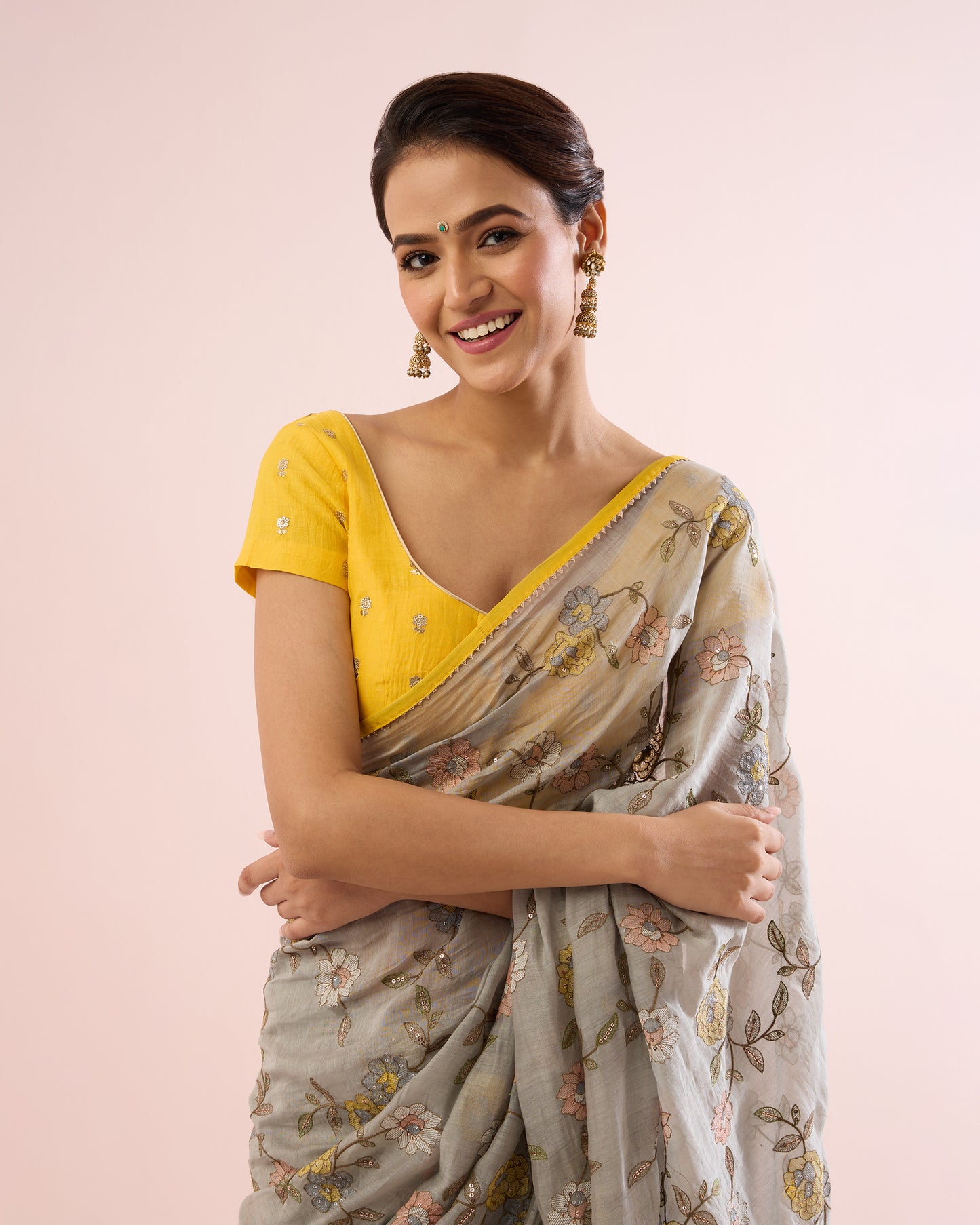 BEGONIA CHANDERI SILK SAREE - OVERCAST BLUE