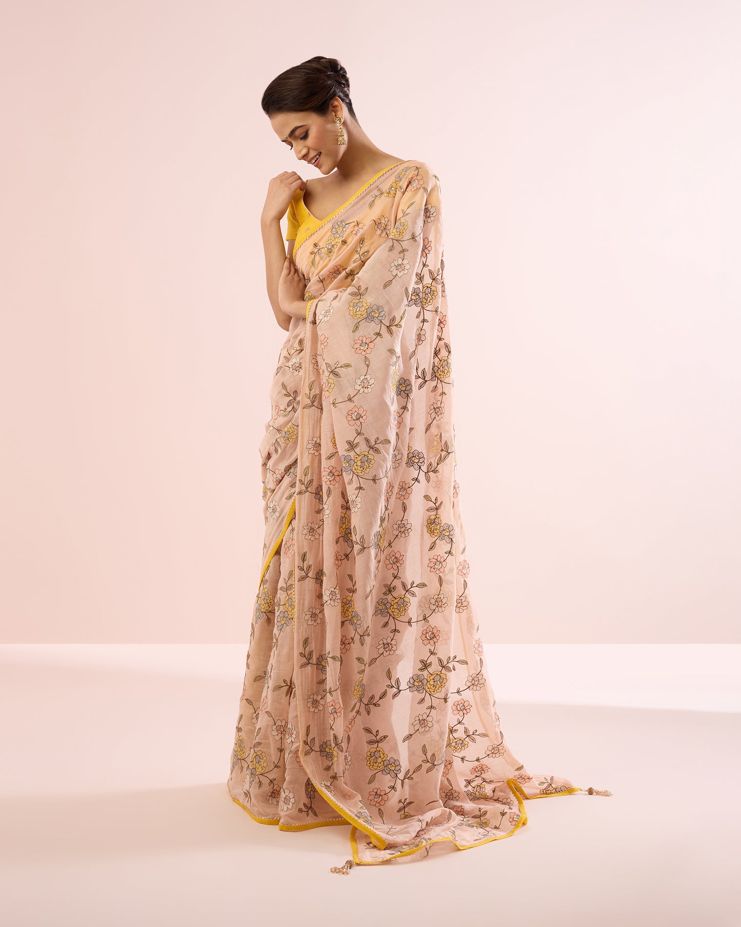 BEGONIA CHANDERI SILK SAREE- BLUSH PINK