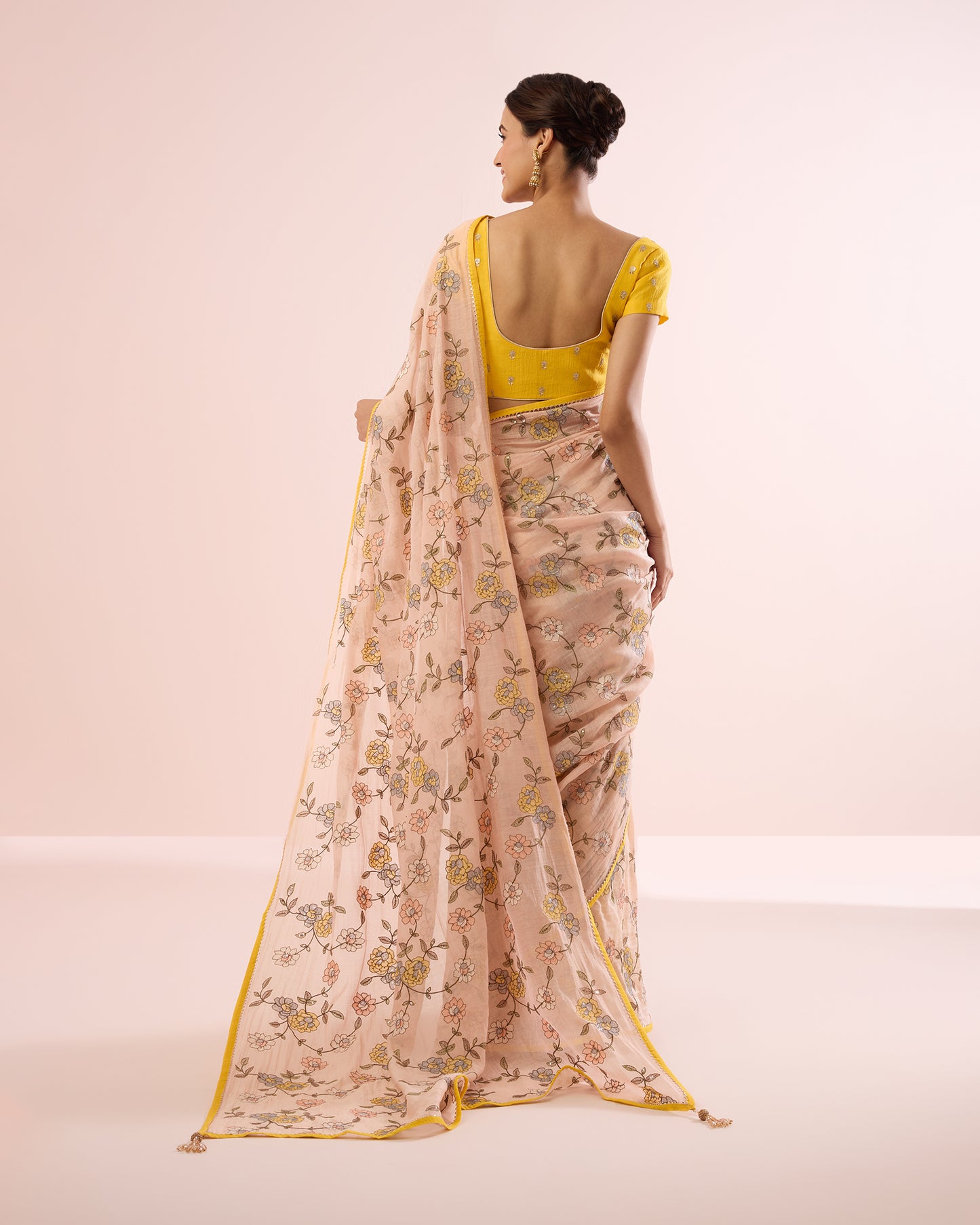 BEGONIA CHANDERI SILK SAREE- BLUSH PINK