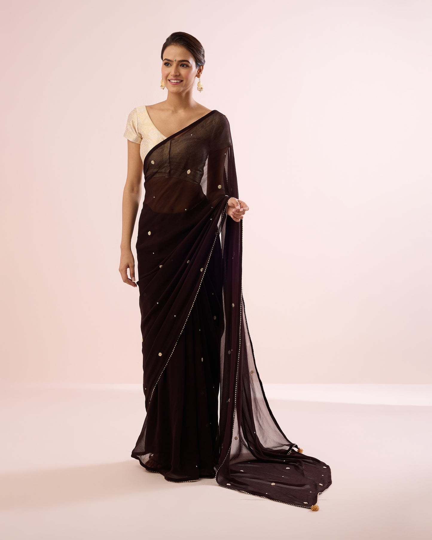 PEARL COFFEE CHIFFON SAREE