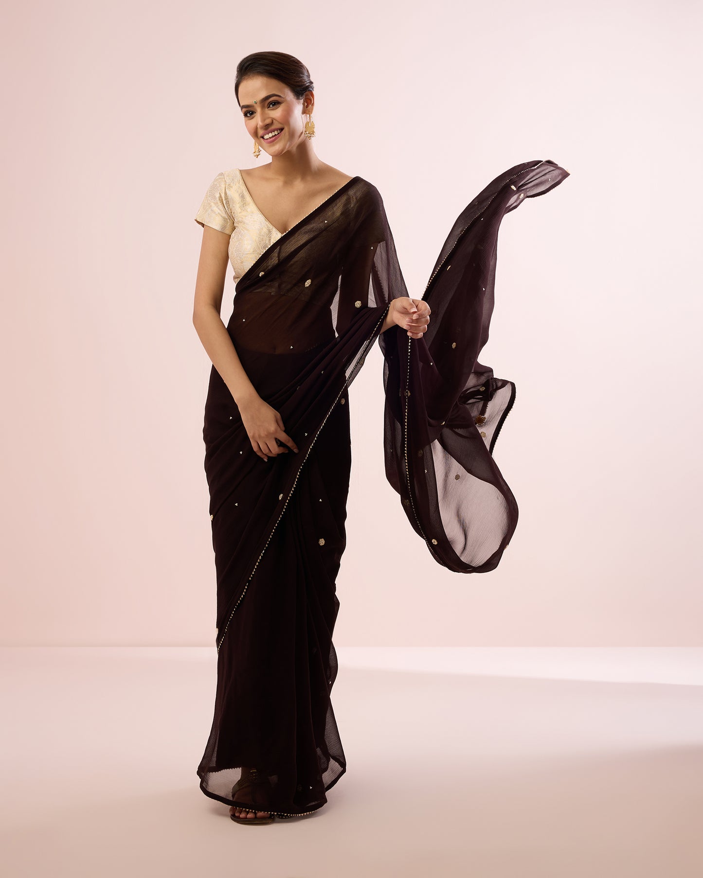 PEARL COFFEE CHIFFON SAREE