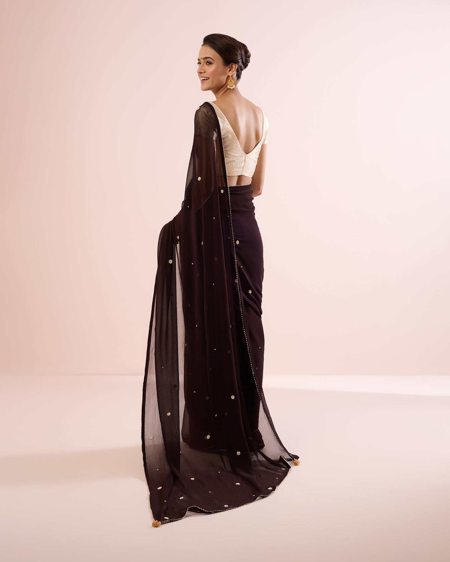PEARL COFFEE CHIFFON SAREE