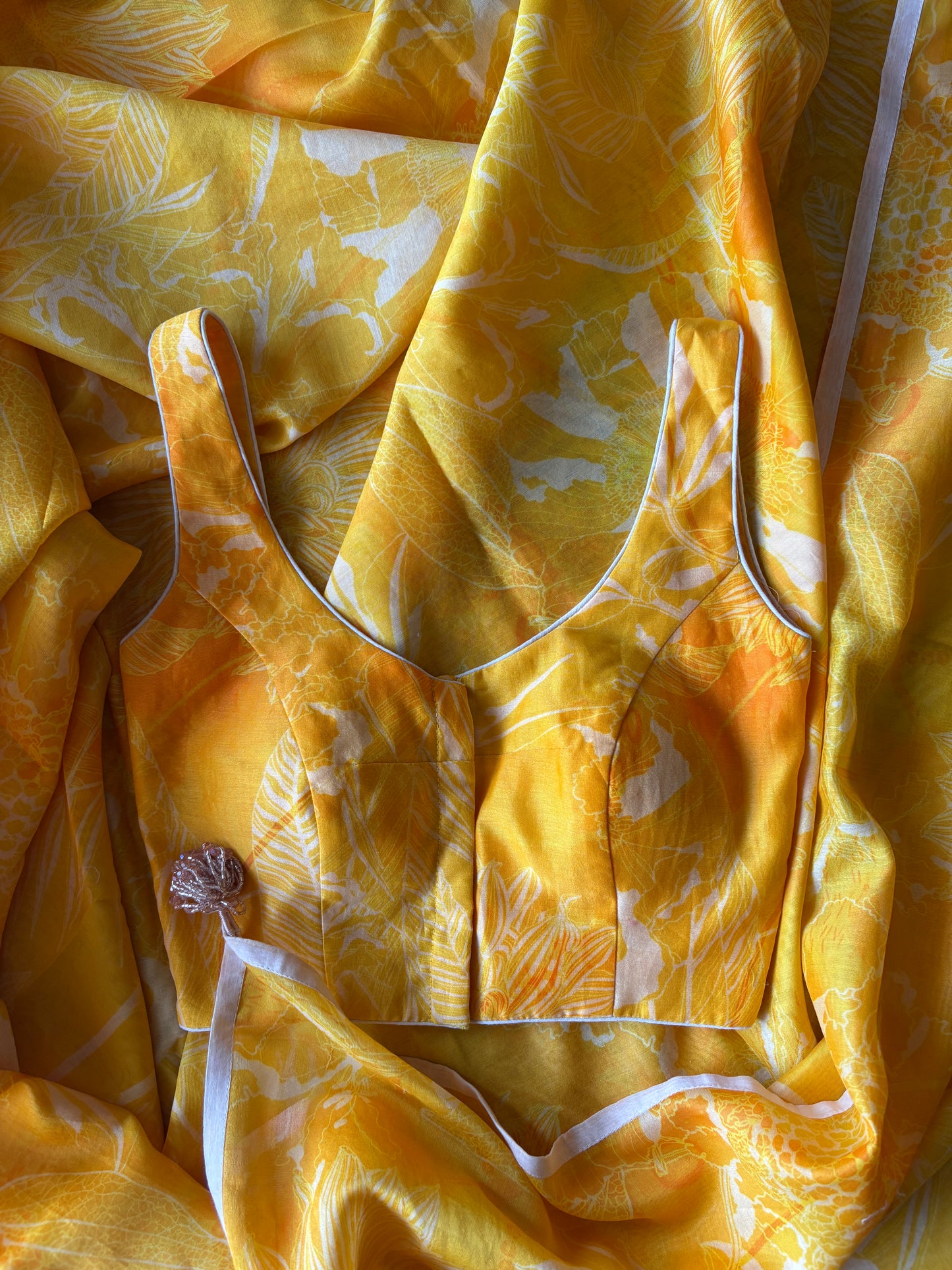 Deep Yellow Poppy Chanderi Silk Saree