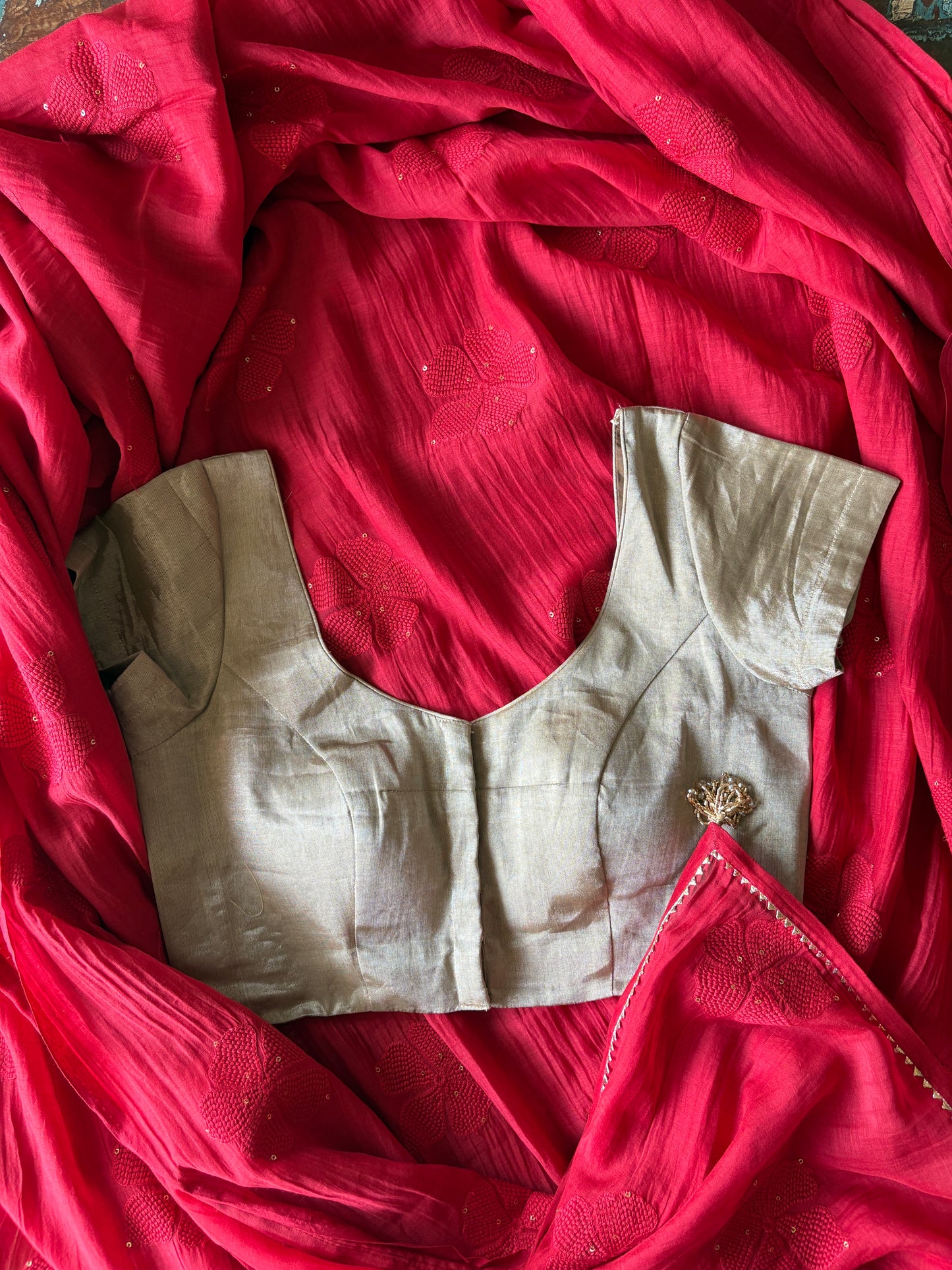 SADABAHAR — Red Chanderi Silk Saree