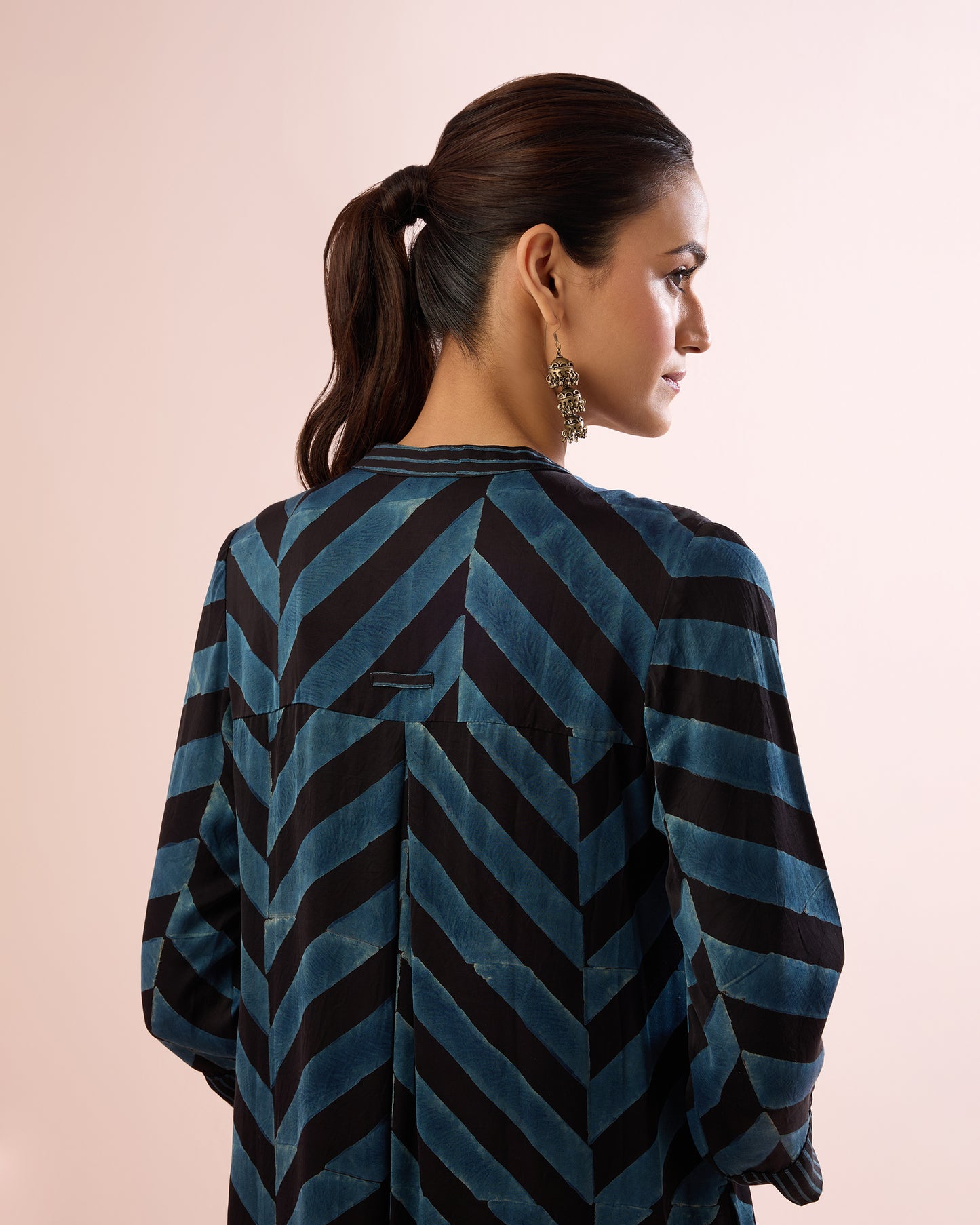 INDIGO/BLACK CHEVRON AJRAKH COORD SET