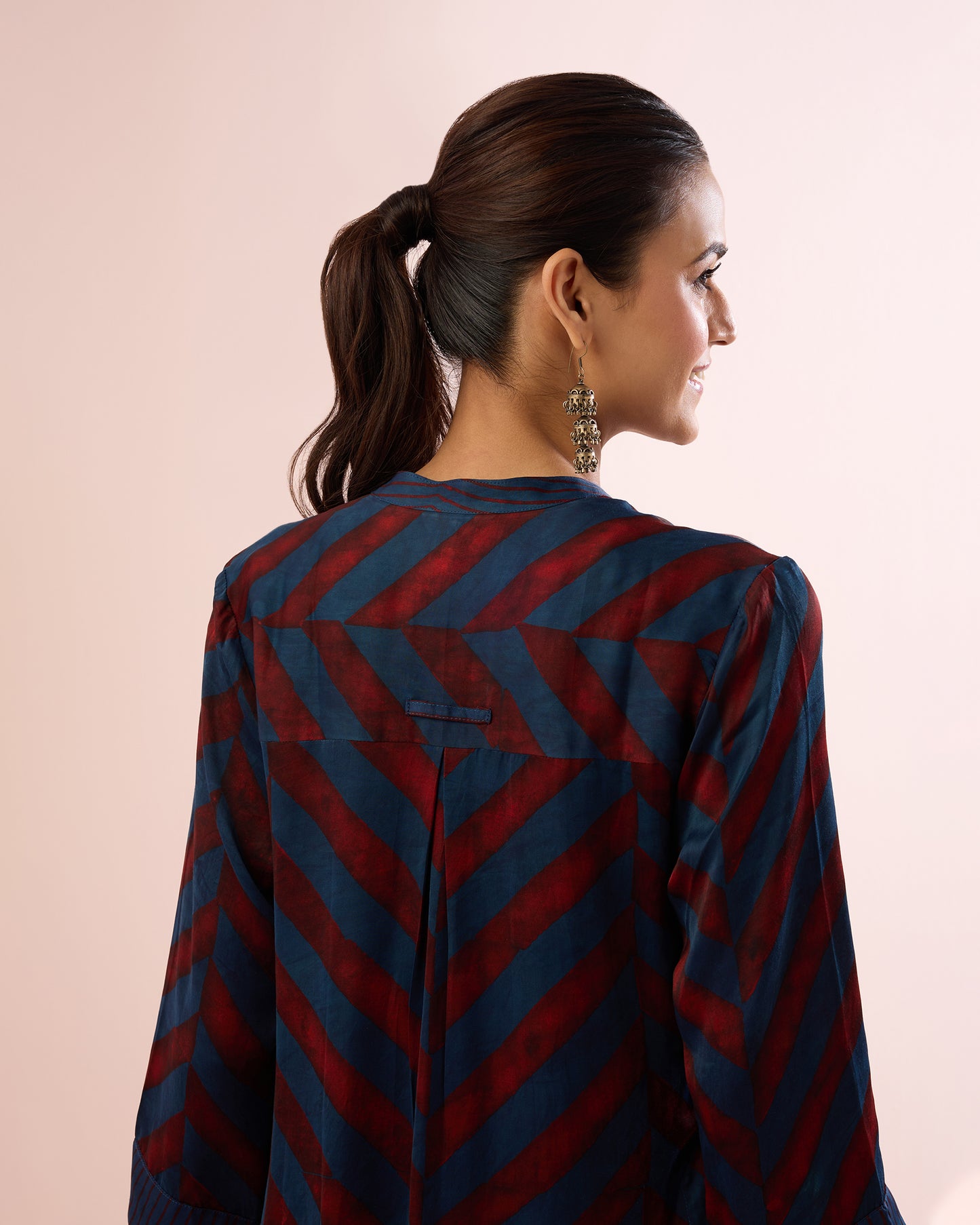 INDIGO/RED CHEVRON AJRAKH COORD SET