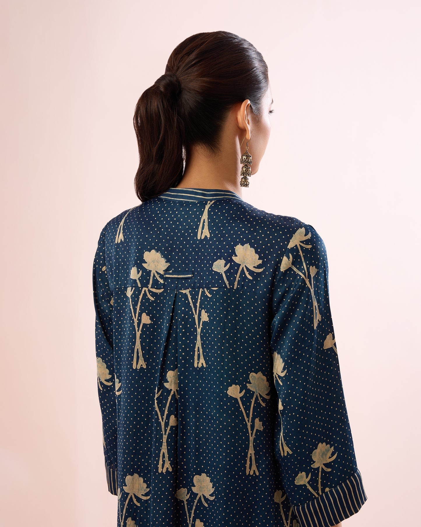 INDIGO/BEIGE POPPY AJRAKH COORD SET