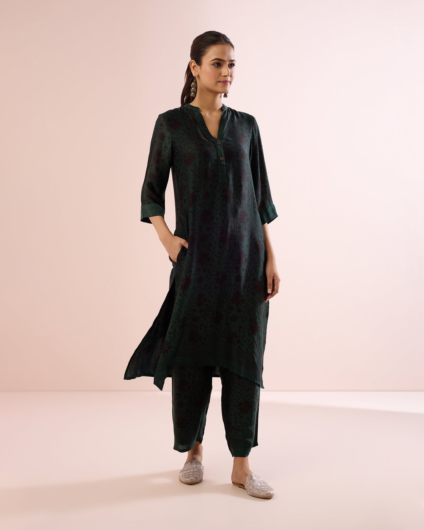 GREEN/ BLACK AJRAKH COORD SET