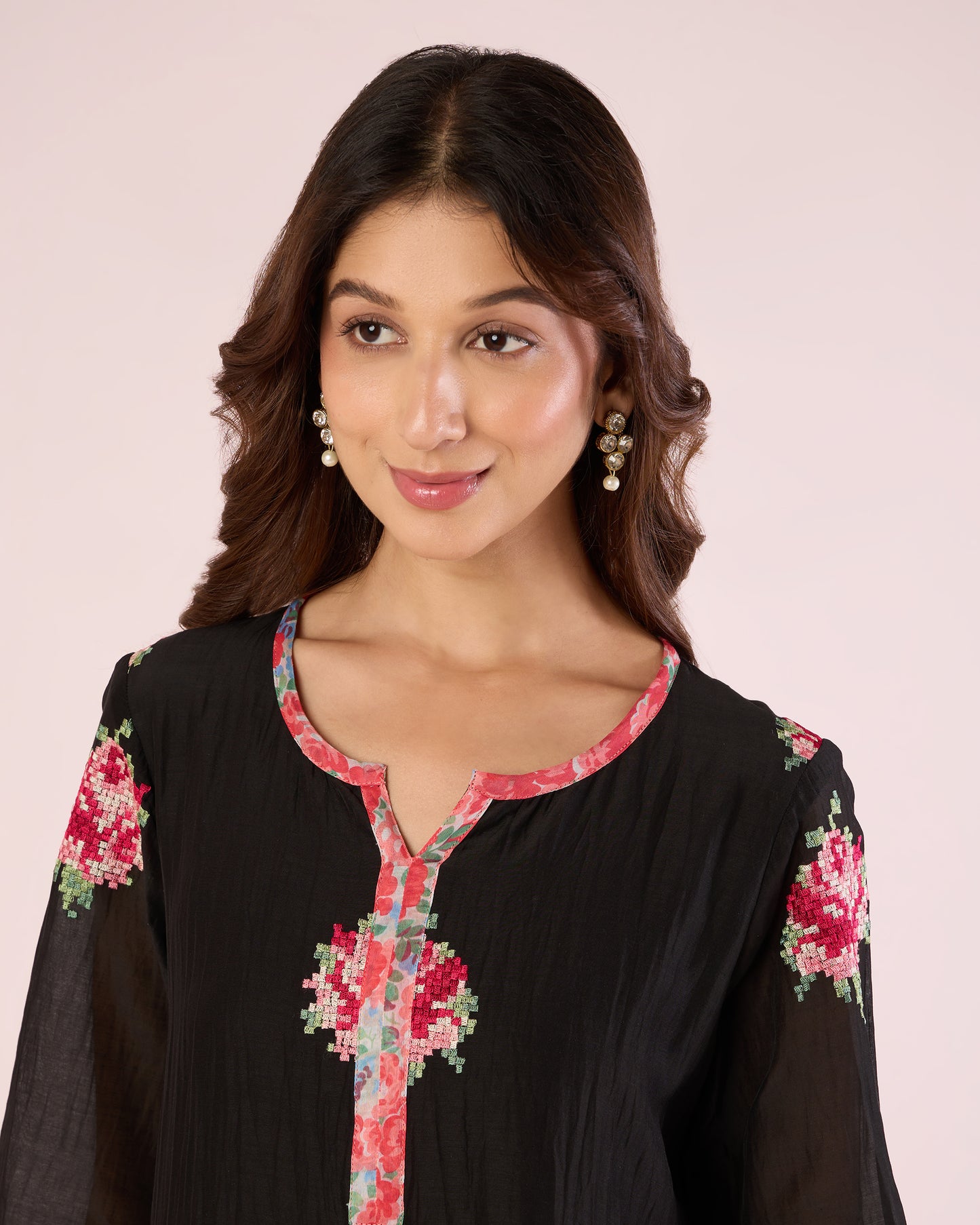 Pixel Rose Co-Ord - Black / Strawberry