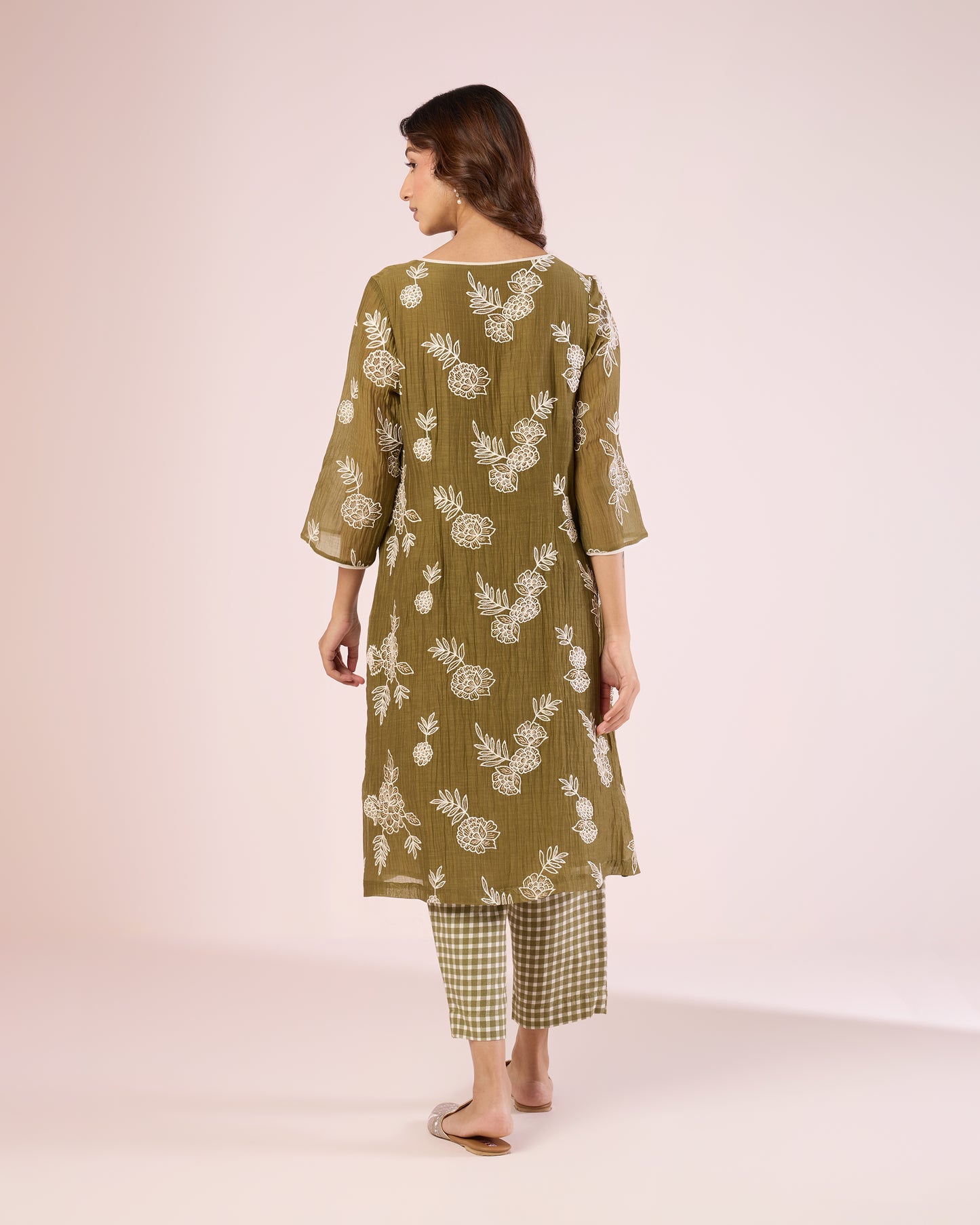 Floral Work Ethnic Set - Olive