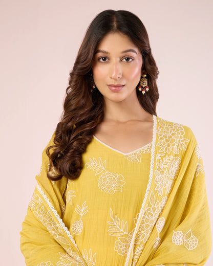 Floral Work Ethnic Set - Sun Yellow