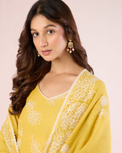 Floral Work Ethnic Set - Sun Yellow