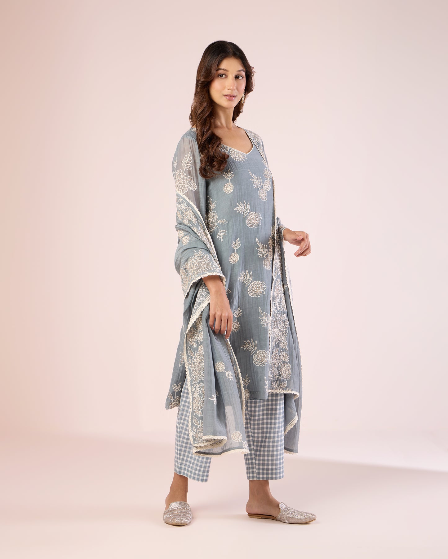 Floral Work Ethnic Set - Overcast Blue
