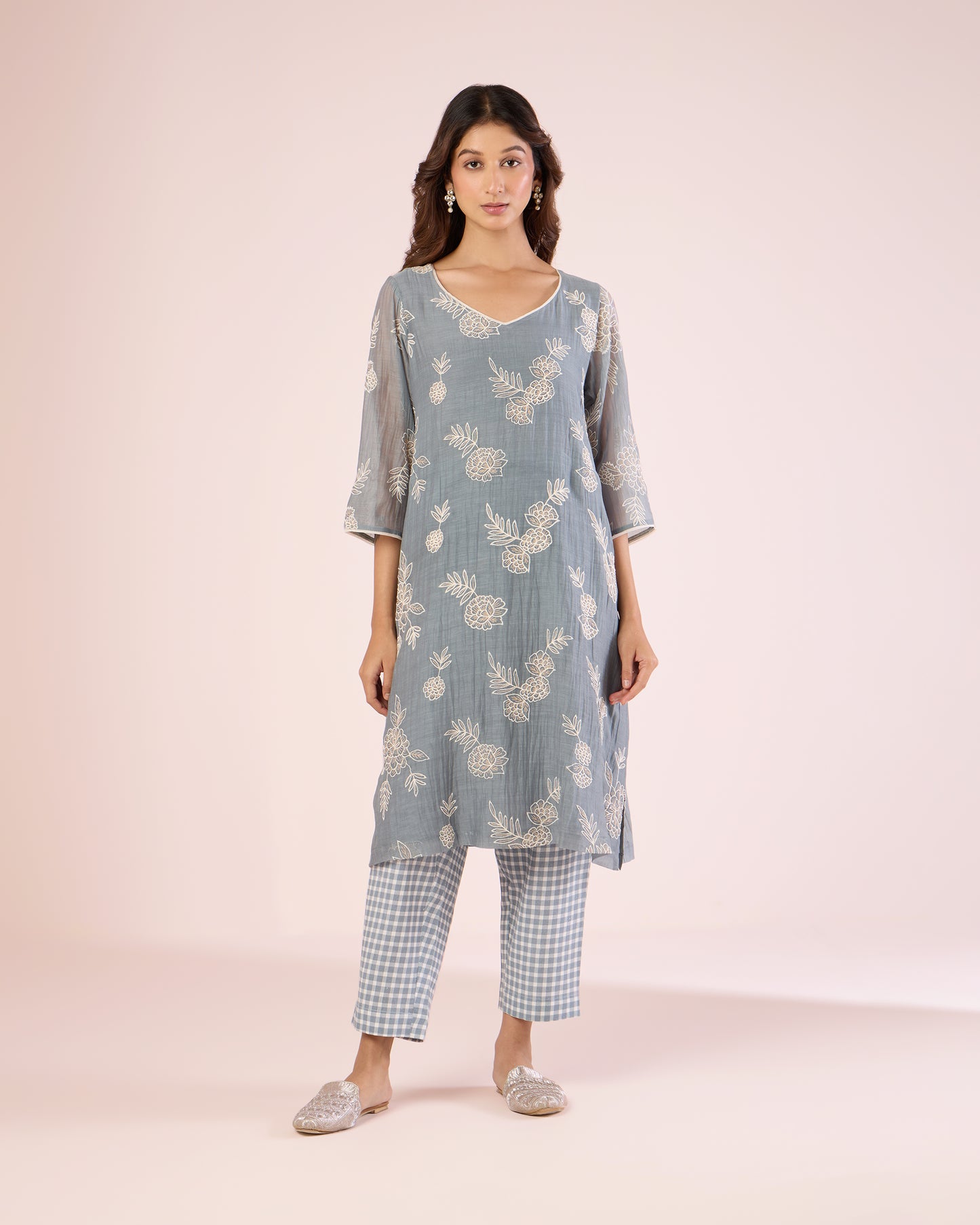 Floral Work Ethnic Set - Overcast Blue