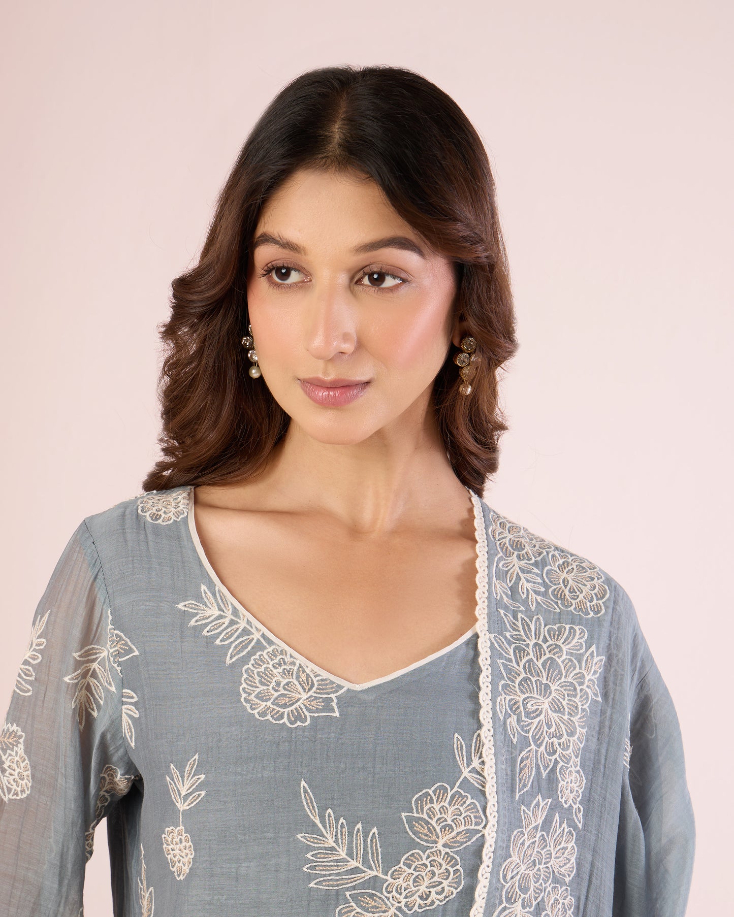 Floral Work Ethnic Set - Overcast Blue