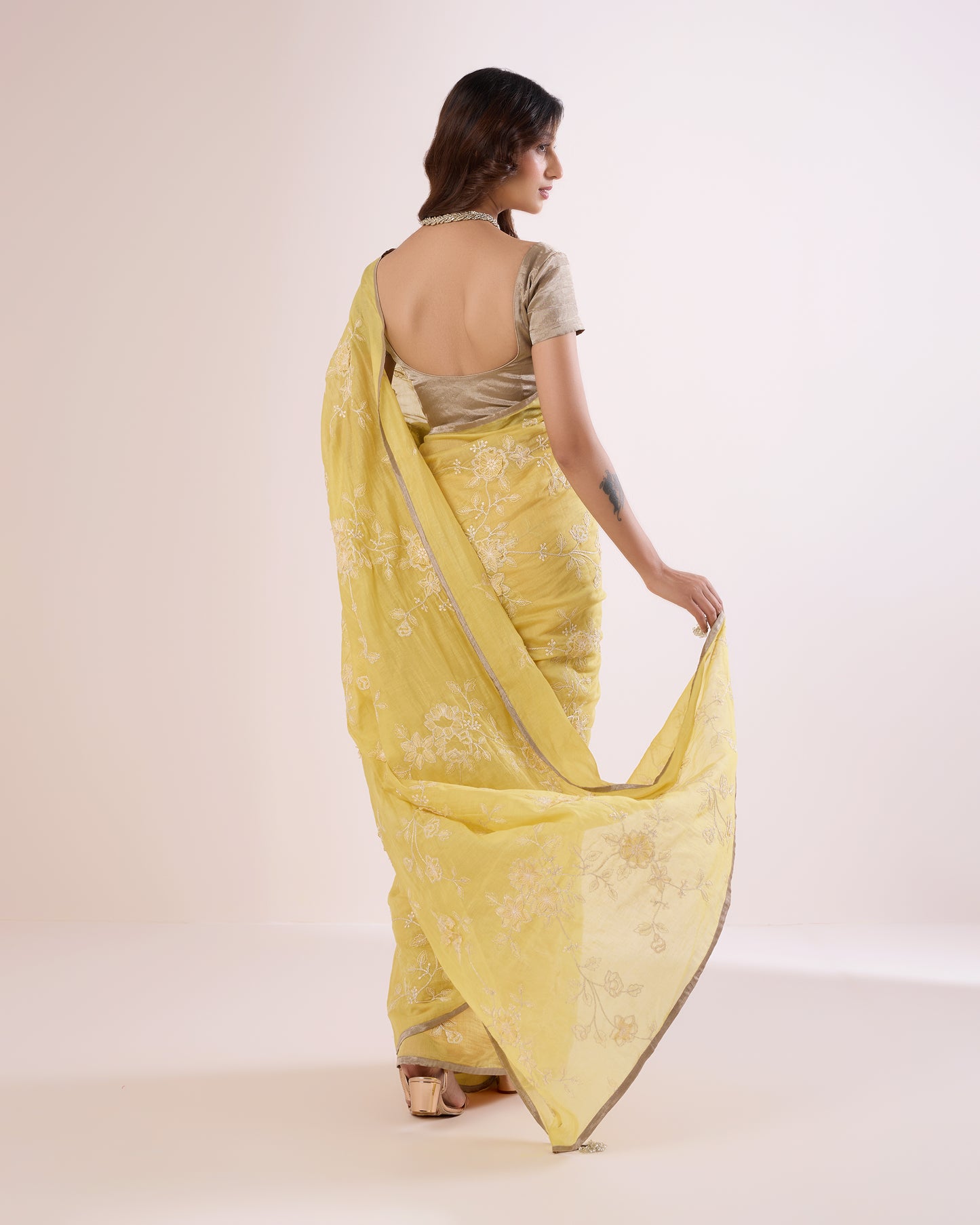 Parijat Chanderi Silk Saree – Soft Yellow
