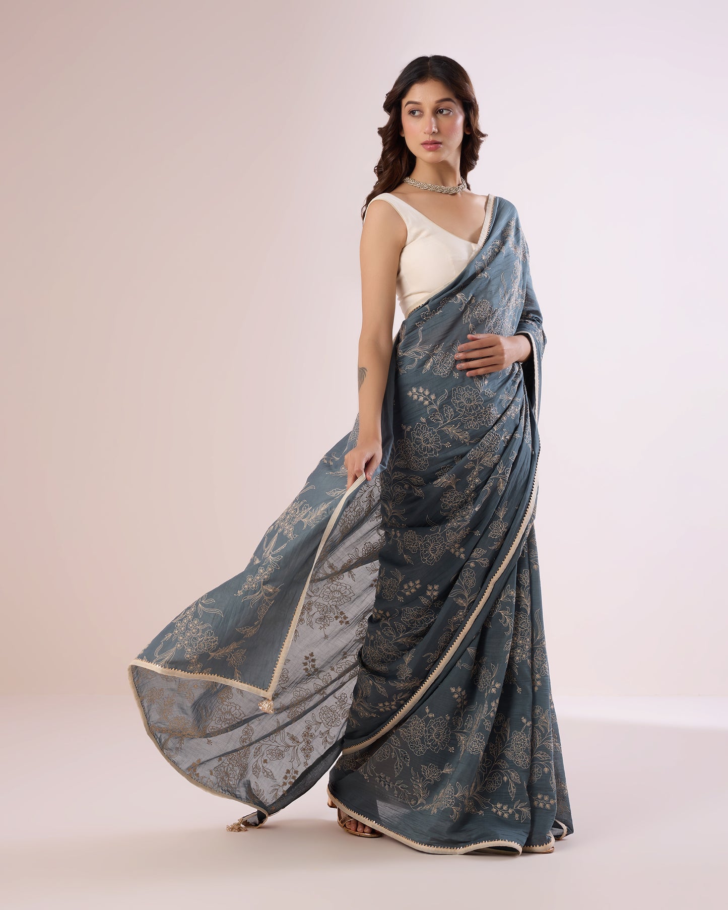 Nargis Chanderi Silk Saree – Carbon