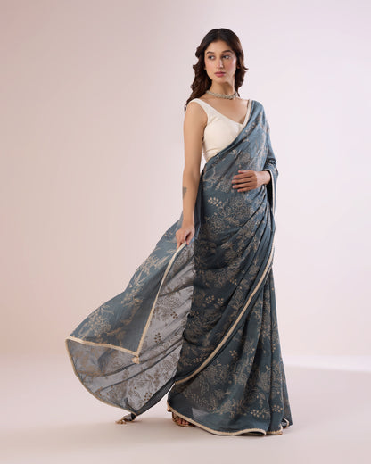 Nargis Chanderi Silk Saree – Carbon