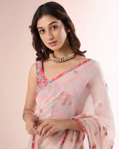 Pink Azalea Chanderi Silk Saree