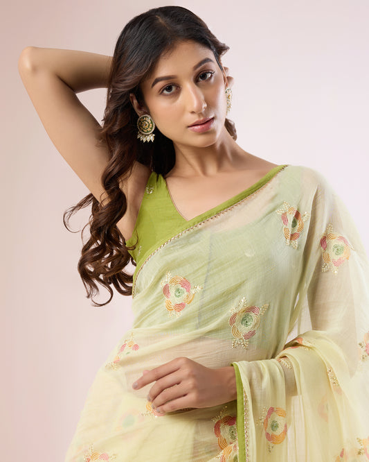 GENDAPHOOL — Butter Chanderi Silk Saree