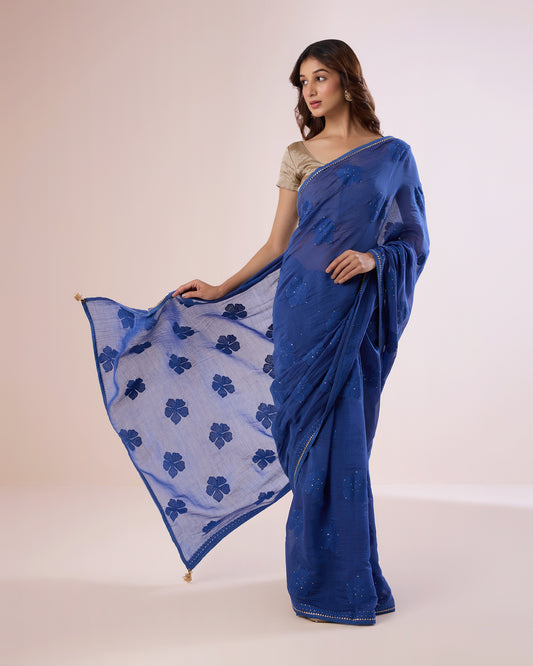 SADABAHAR — Blue Chanderi Silk Saree